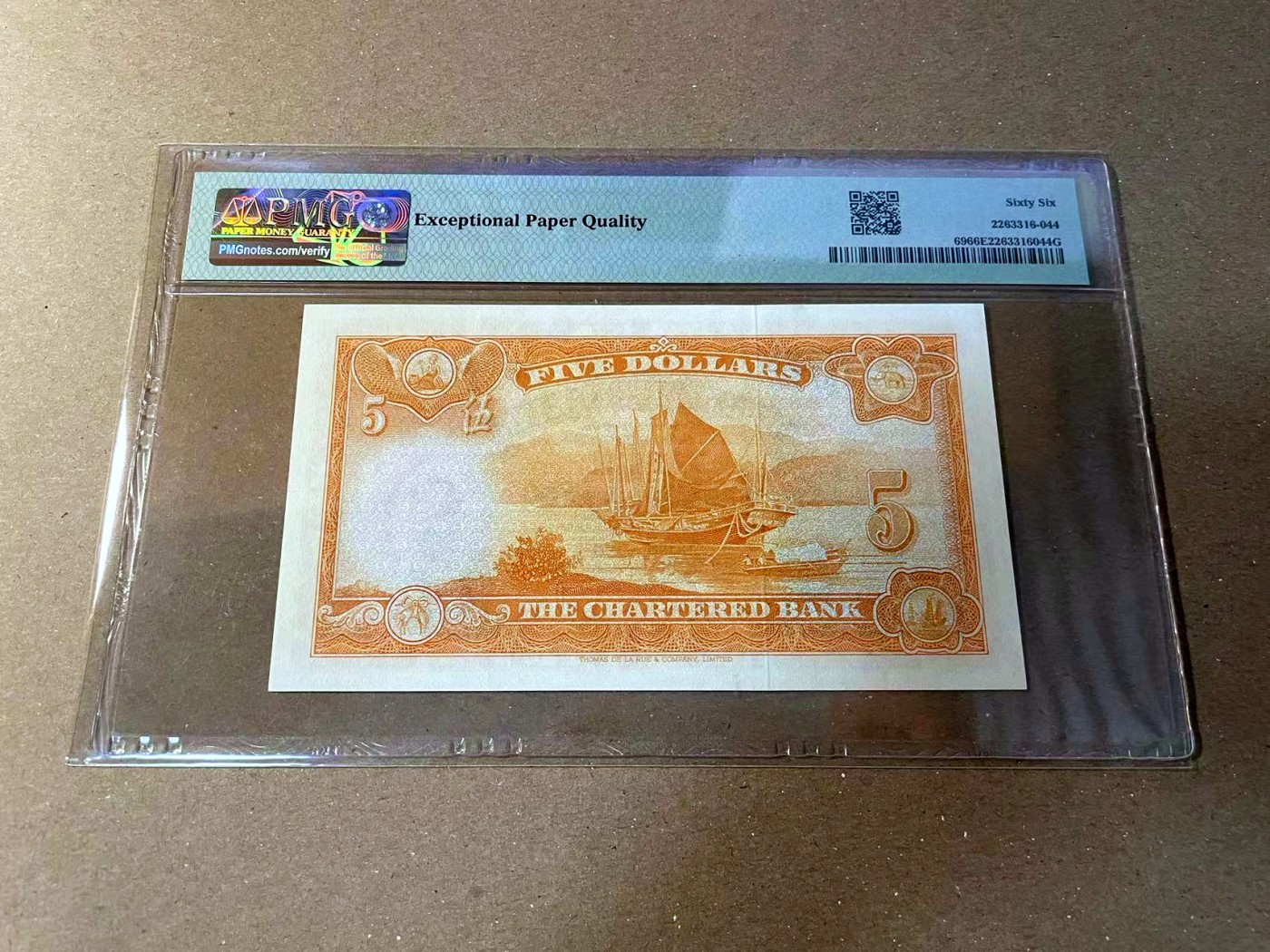 【Blue Auction】✨世界纸币精拍第466期【精】 【88尾 升值品种】香港 渣打 1967年5元 黄钥匙 PMG66EPQ 