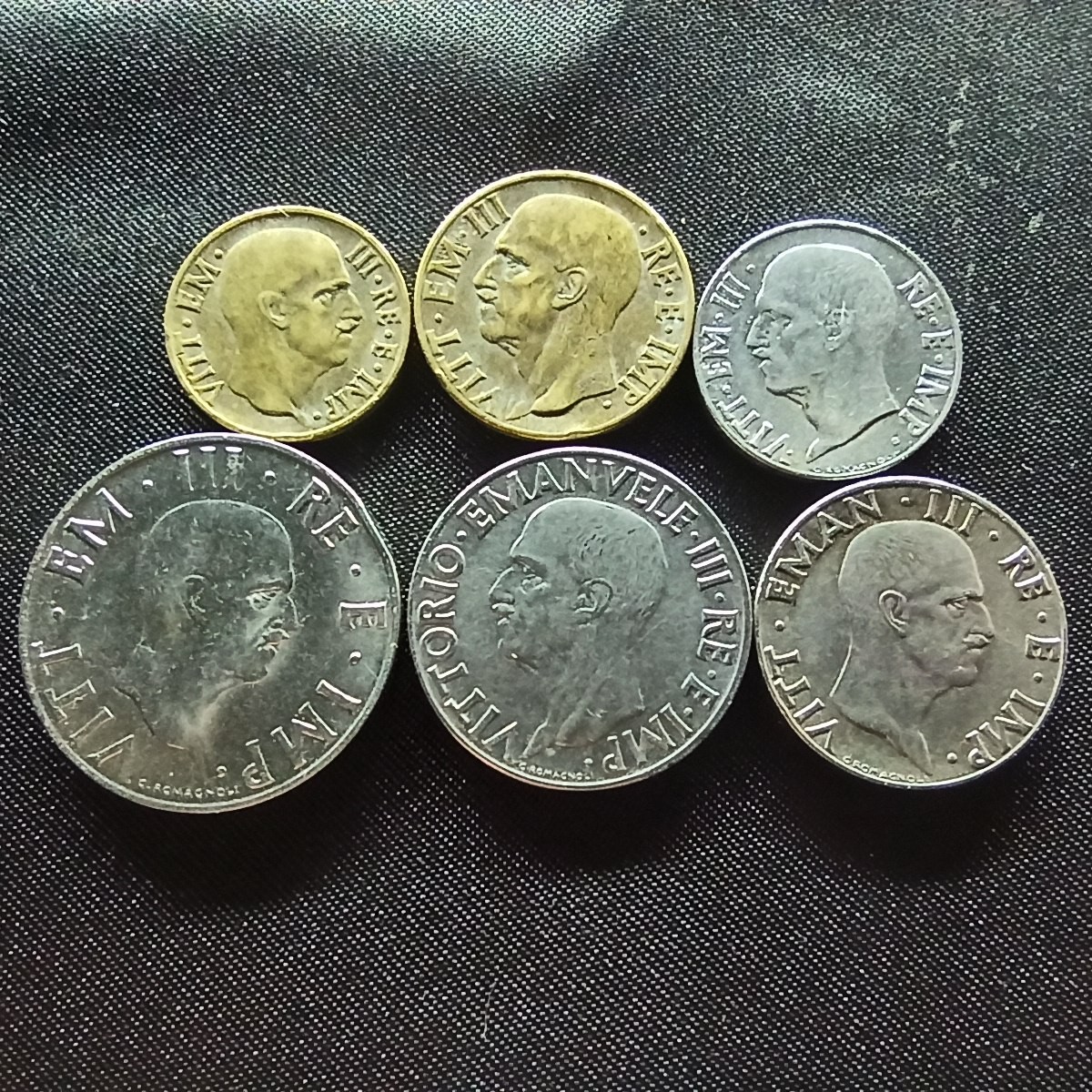 邮泉阁限时拍卖第四场 意大利硬币专场 二战意大利1939年6枚年号ⅹⅴⅢ无磁