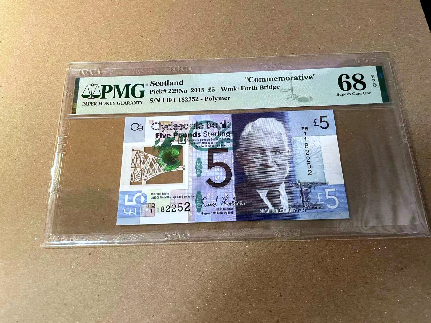 【Blue Auction】✨世界纸币精拍第466期【精】 【FB/1冠无47】苏格兰 2015年5镑 PMG68EPQ 超高分