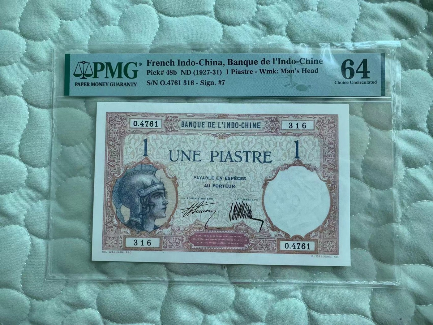 【三泉🏦Quan Se】拍卖第二十三期⚖️ 【PMG64，全新UNC】法属印支1927-31年1皮阿斯特，近百年法属老钞，东南亚钱币收藏精品【稳健升值品种】