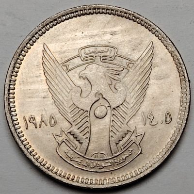 布加迪🐬～世界钱币🌾第 106 期 /  伊朗🇮🇷加拿大🇨🇦丹麦🇩🇰等各国散币 - 苏丹🇸🇩 1985年 20格西 27mm FAO纪念币