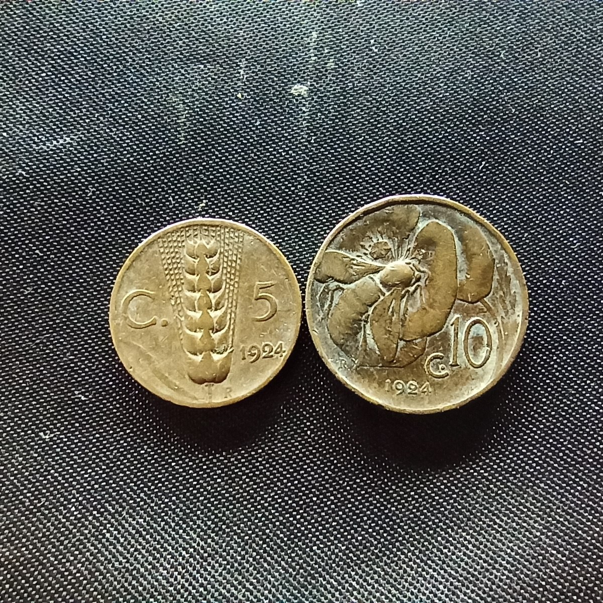 邮泉阁限时拍卖第四场 意大利硬币专场 意大利王国1924年5分10分2枚