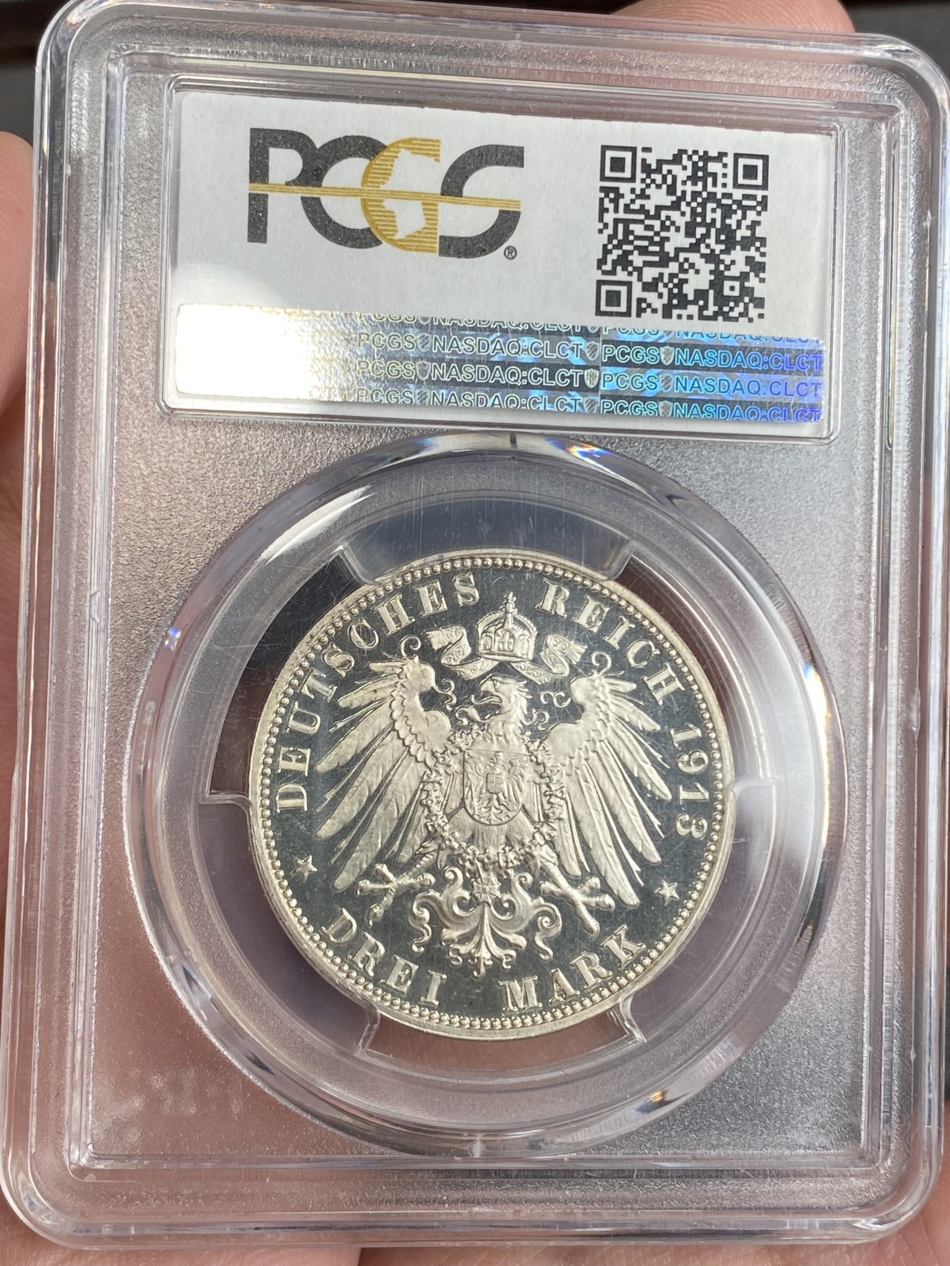万国钱币拍卖第024期（诸神之战） PCGS PR64DCAM 1913年德国莱比锡民族大会战建功碑精致纪念3马克 完美的黝黑底板与银霜喷砂