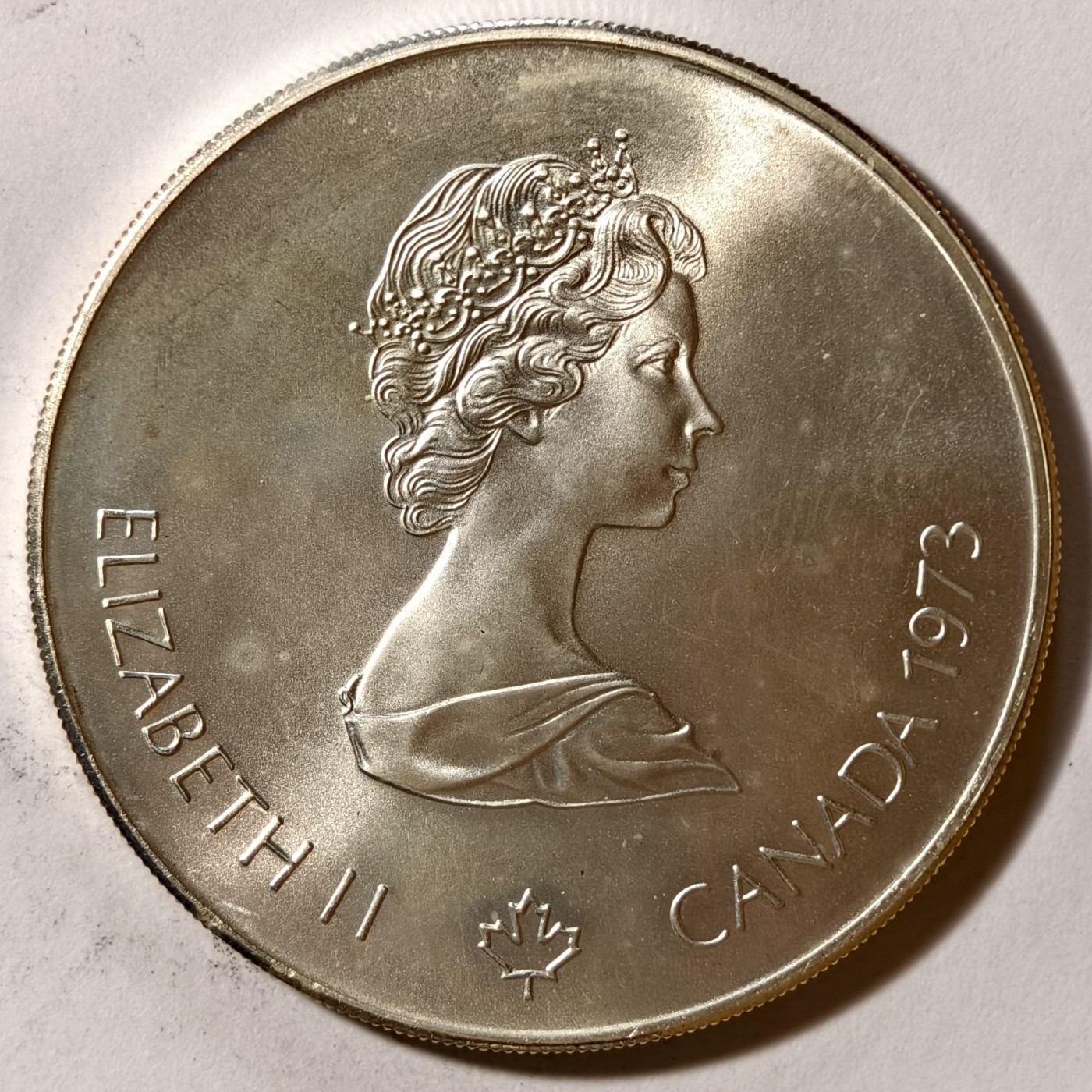 紫瑗钱币——第342期拍卖 加拿大 1973年 蒙特利尔奥运会 北美地图 5元 24.3克 0.925银 UNC