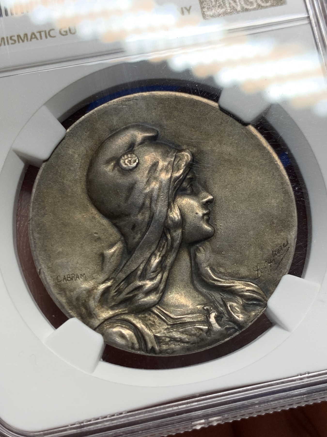 《竞宝斋》第262场-周日，周一，周二 3场连拍 (全场包邮) NGC-MS62 法国第三共和国公共卫生部玛丽安娜银质纪念奖章