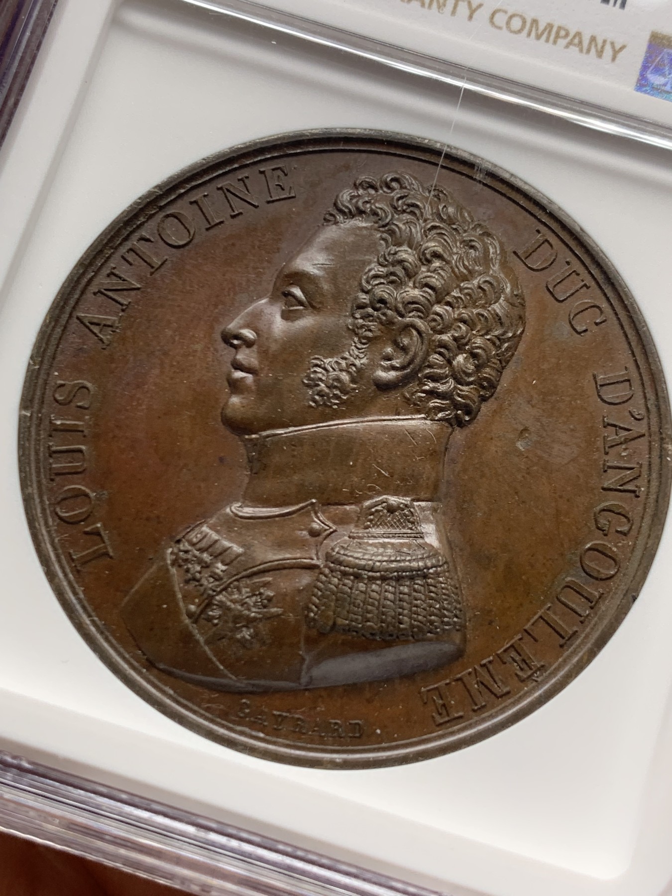 《竞宝斋》第262场-周日，周一，周二 3场连拍 (全场包邮) NGC MS63BN 法国1815路易·安托万纪念铜章