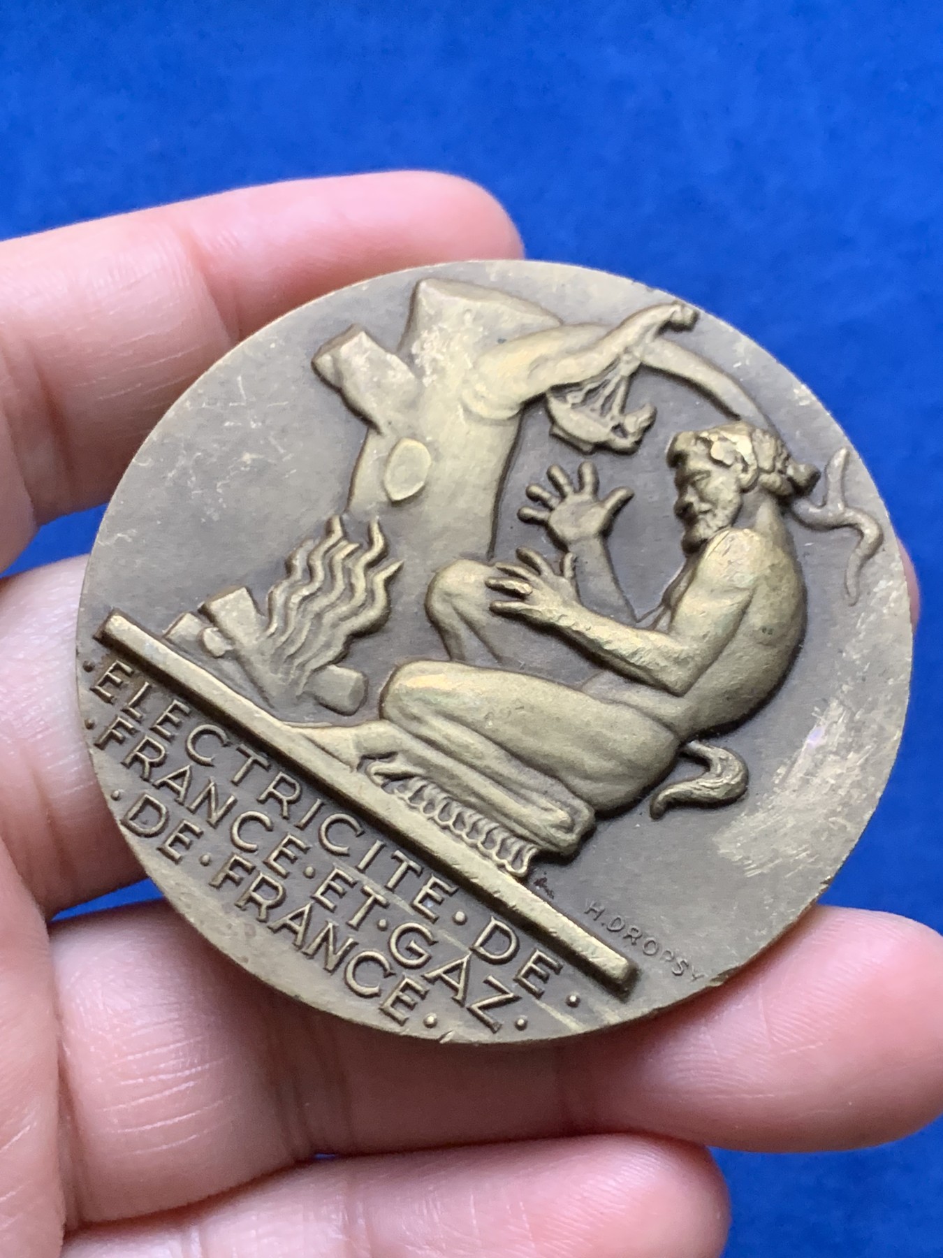 《竞宝斋》第262场-周日，周一，周二 3场连拍 (全场包邮) 法国工业部 工会联盟 铜章 54.8mm 71.58克 BRONZE 铜标