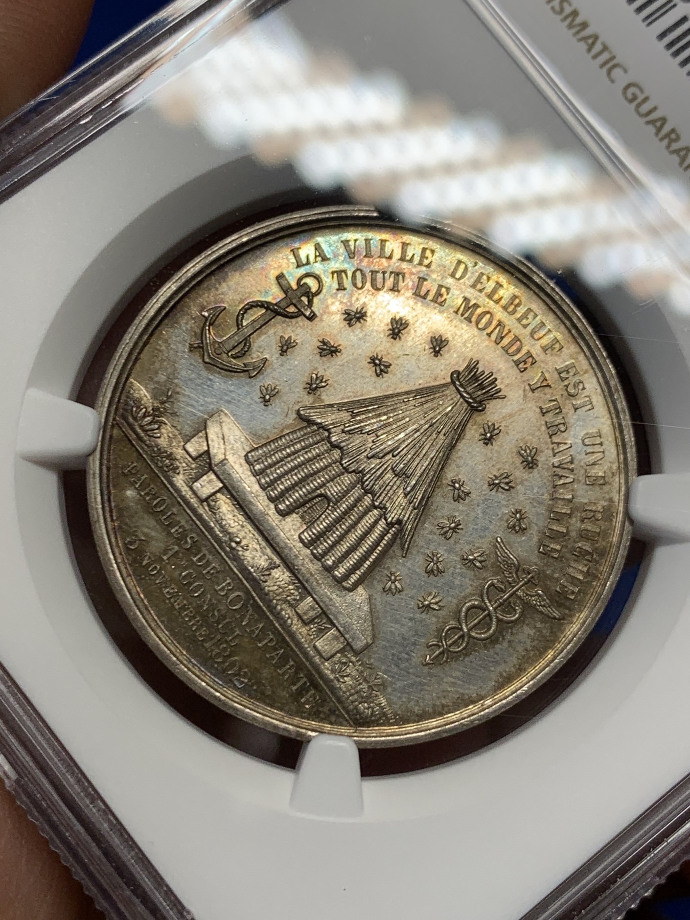 《竞宝斋》第262场-周日，周一，周二 3场连拍 (全场包邮) NGC MS64 法国埃尔伯夫商会银质jeton