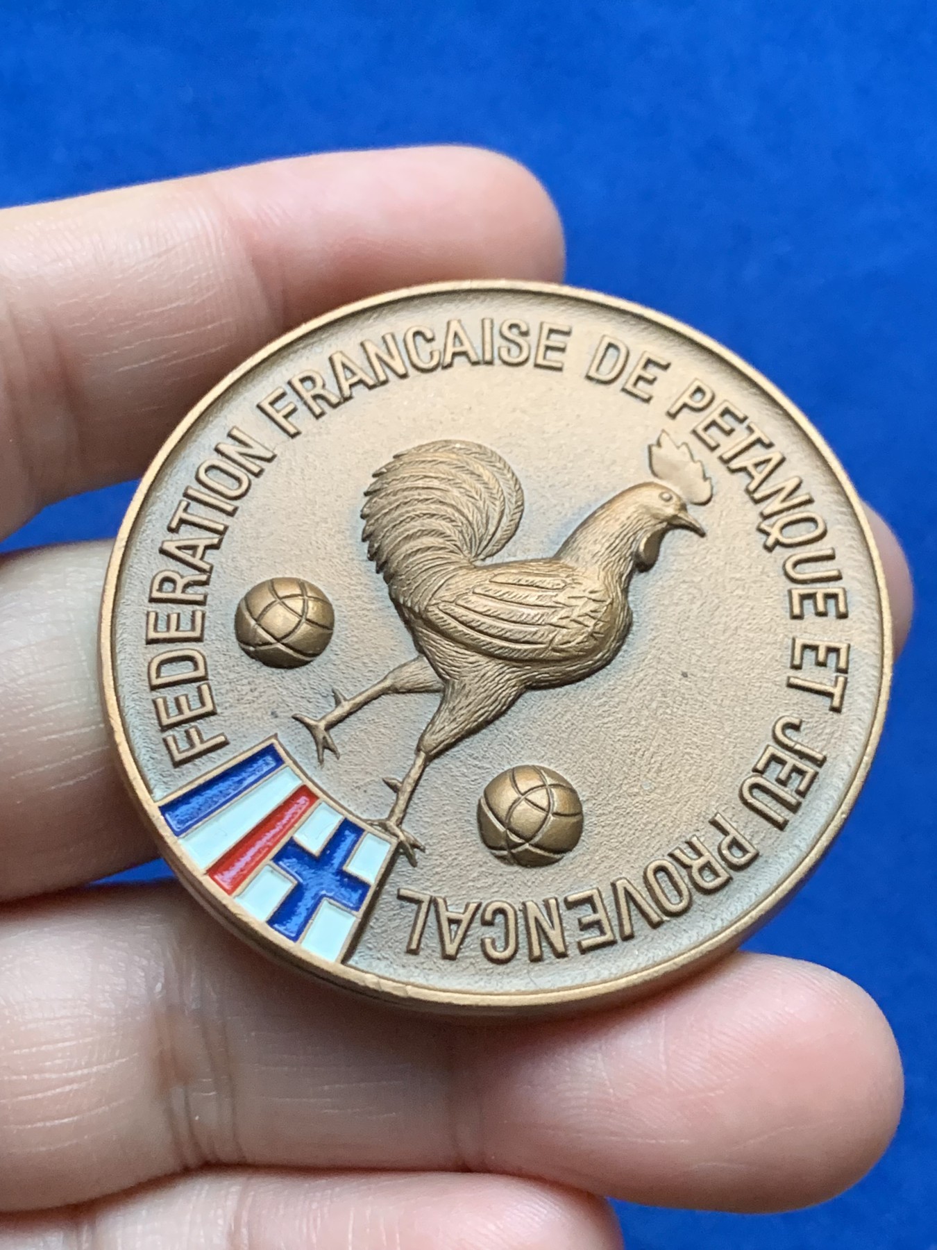 《竞宝斋》第262场-周日，周一，周二 3场连拍 (全场包邮) 法国滚球联合会铜章 64.48克 50.2mm