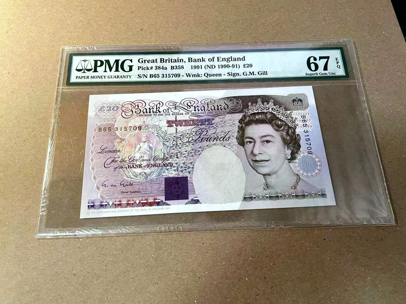 【Blue Auction】✨世界纸币精拍第466期【精】 英国 1991年20镑  PMG67EPQ 高分