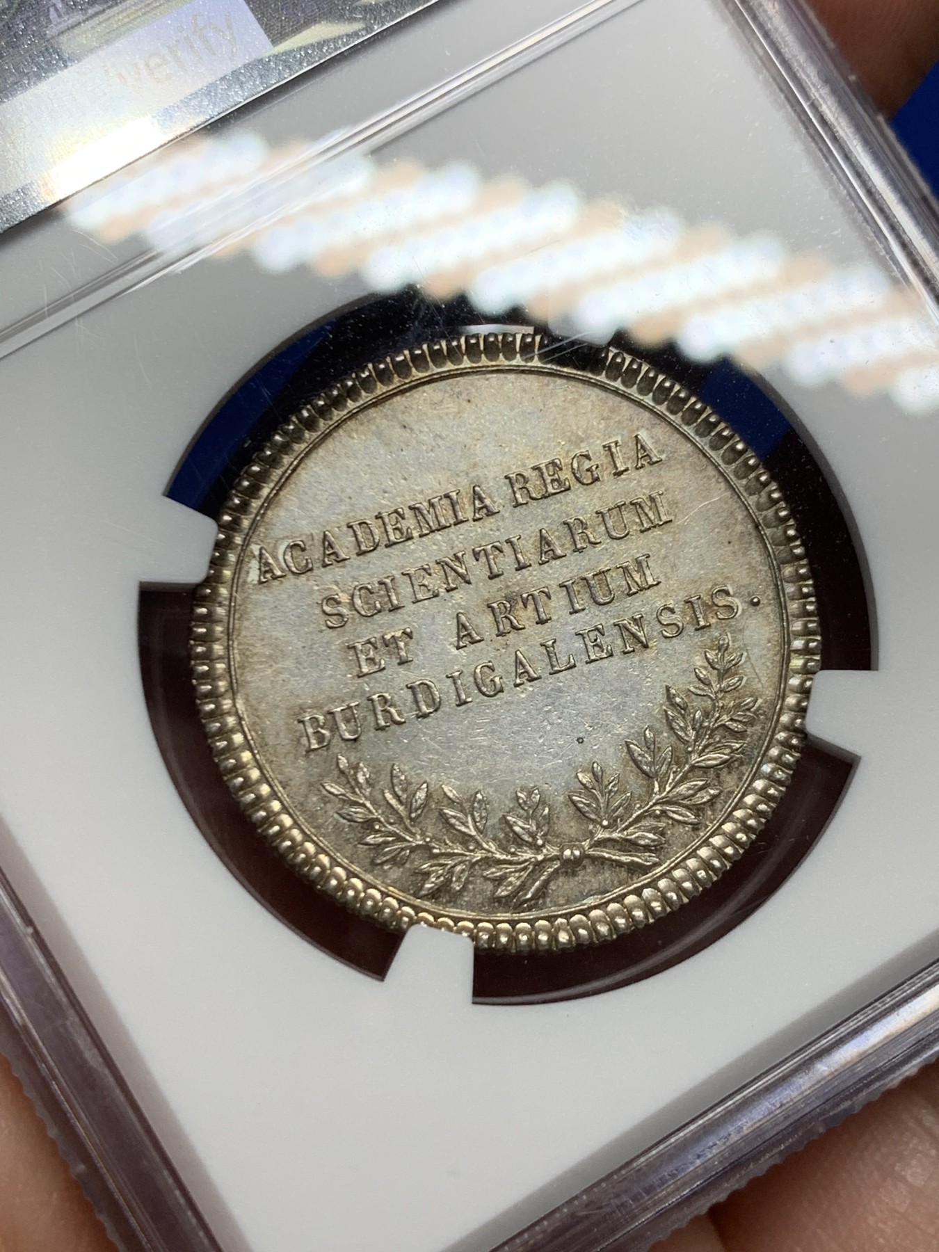 《竞宝斋》第262场-周日，周一，周二 3场连拍 (全场包邮) NGC MS63 法国波尔多学院圆形银质代币