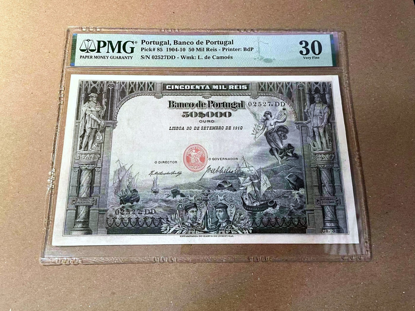 【Blue Auction】✨世界纸币精拍第466期【精】 【少见品种】葡萄牙 早期 1904-10年50Mil 瑞斯 PMG30 超大票幅 航海家迪亚斯 大场景设计十分精美 高值 