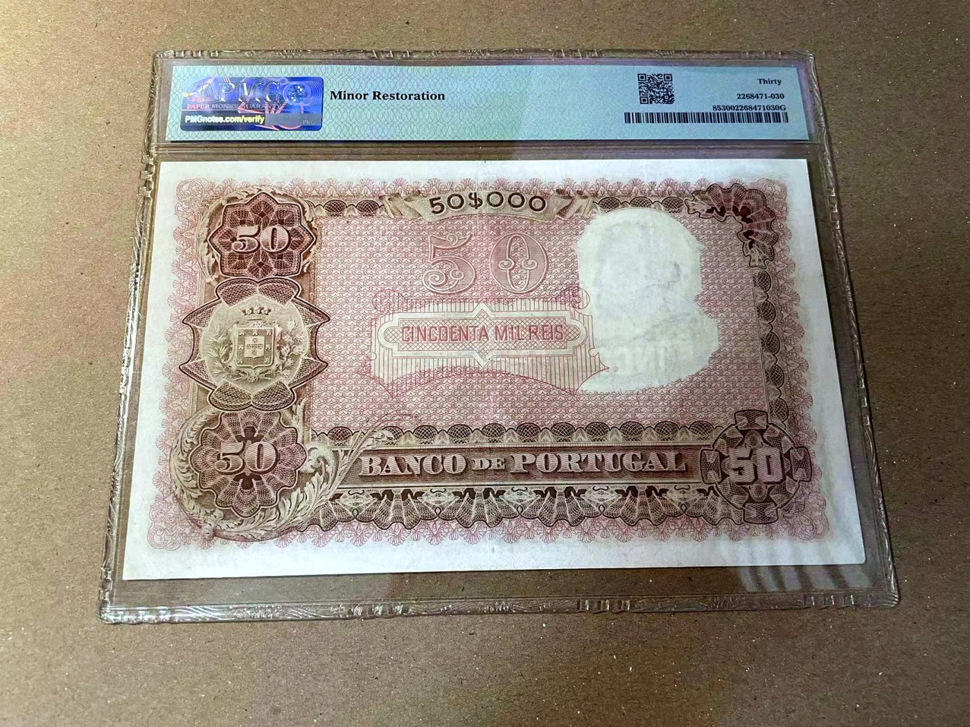 【Blue Auction】✨世界纸币精拍第466期【精】 【少见品种】葡萄牙 早期 1904-10年50Mil 瑞斯 PMG30 超大票幅 航海家迪亚斯 大场景设计十分精美 高值 