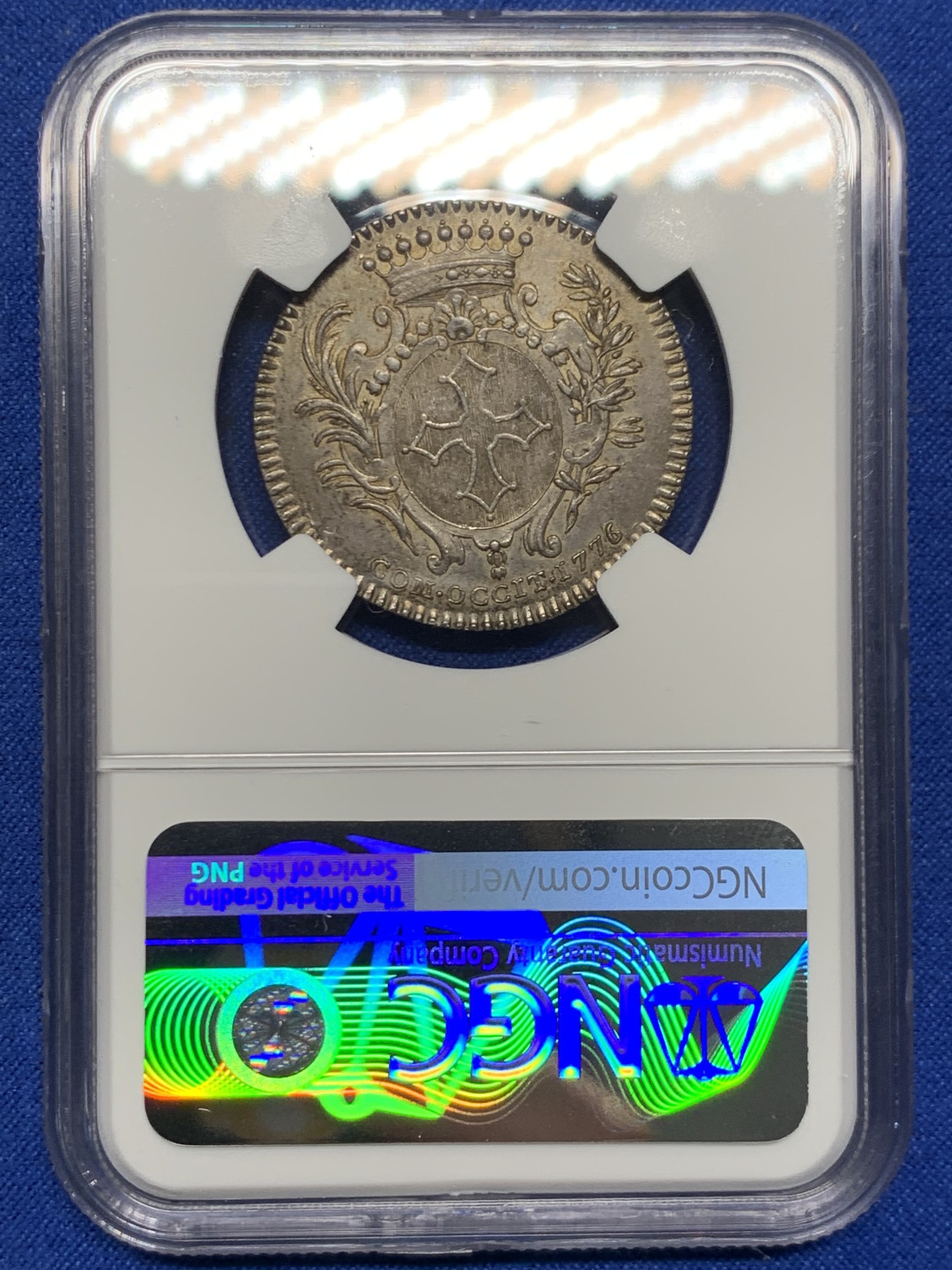 《竞宝斋》第262场-周日，周一，周二 3场连拍 (全场包邮) NGC MS63 法国 1776 路易十六 圆形银质代币