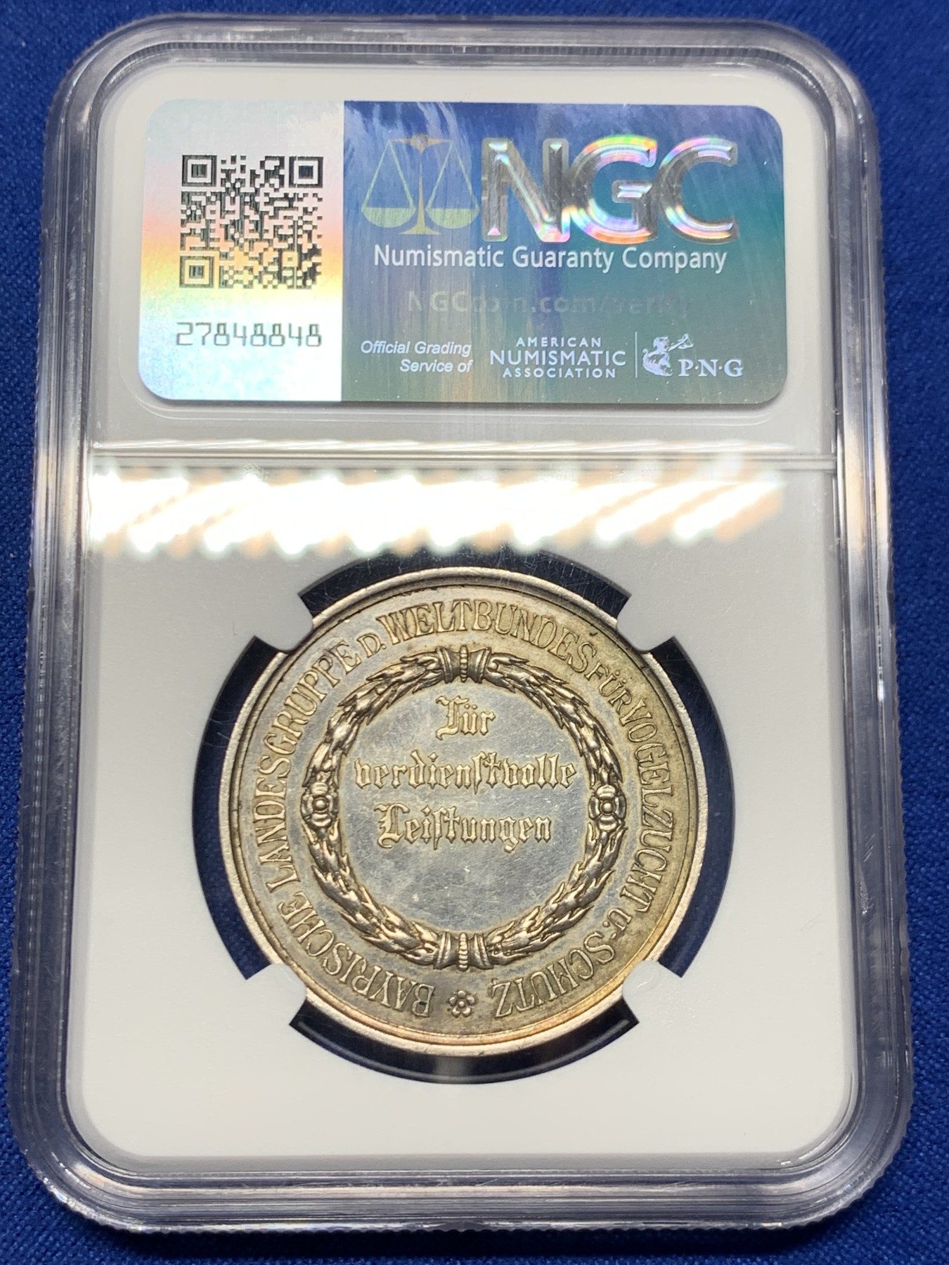 《竞宝斋》第262场-周日，周一，周二 3场连拍 (全场包邮) NGC-MS62 德国鸟类协会银章