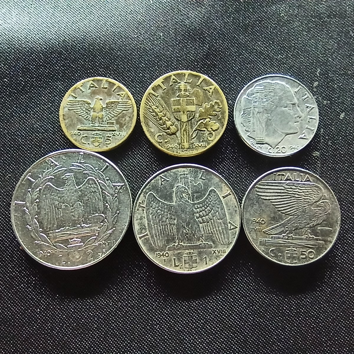 邮泉阁限时拍卖第四场 意大利硬币专场 二战意大利1940年6枚无磁