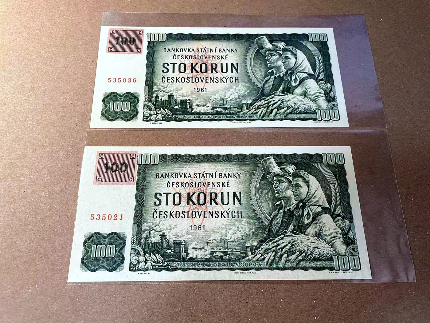 【Blue Auction】✨世界纸币精拍第466期【精】 【一组2张 无47】捷斯 1961年100克朗 全新UNC