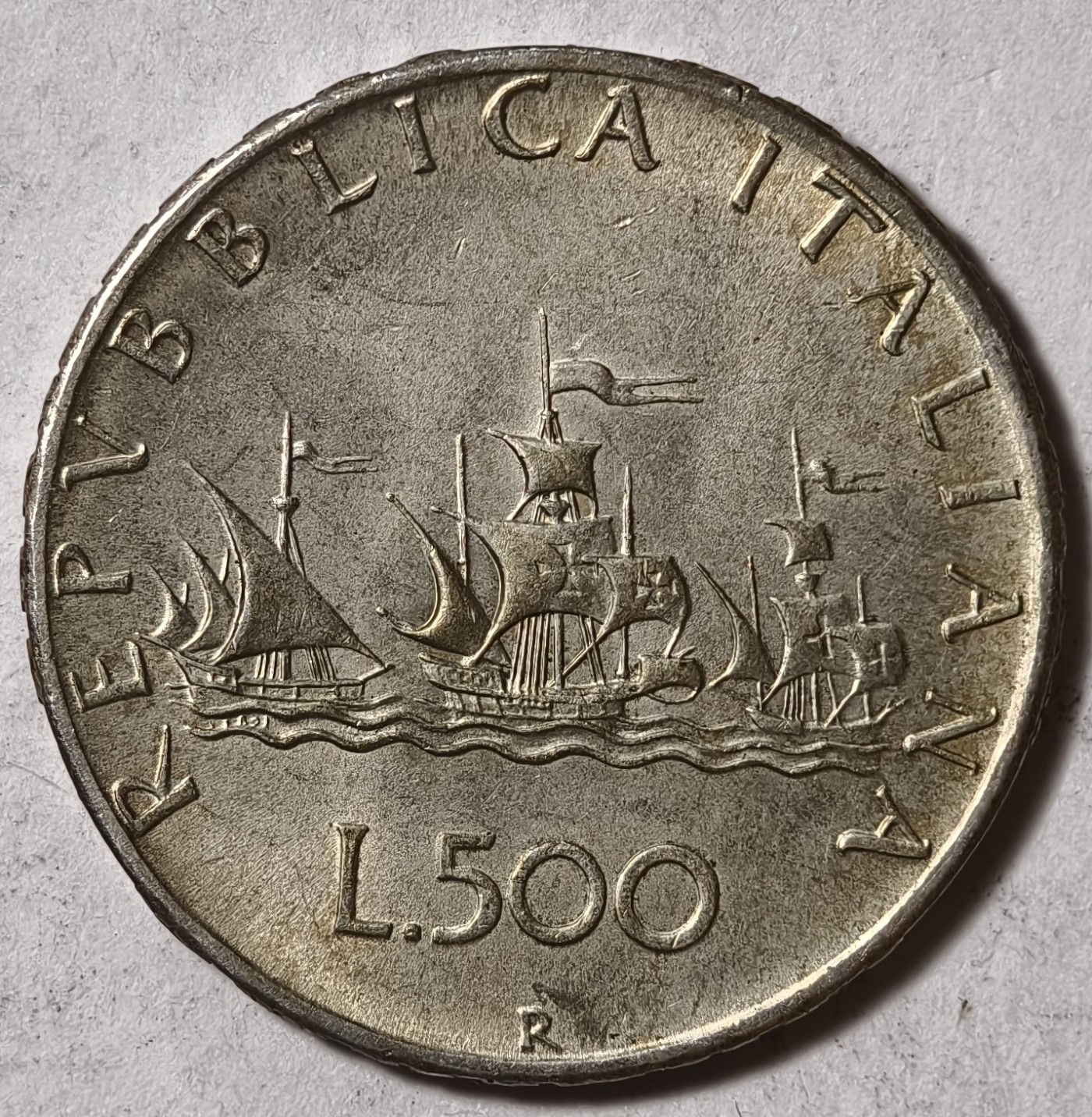 紫瑗钱币——第374期拍卖 意大利 1966年 少女与帆船 500里拉 11克 0.835银