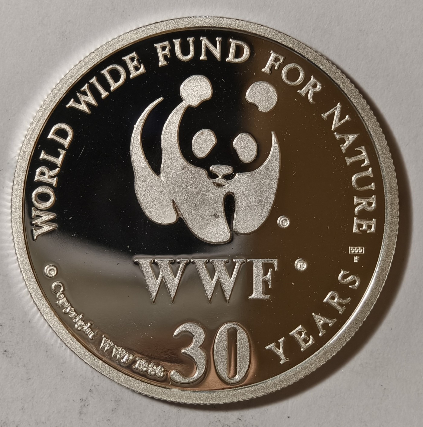 紫瑗钱币——第342期拍卖 联合国 1986年 WWF野生基金会30周年 苍羚 纪念章 20克 0.999银 精制