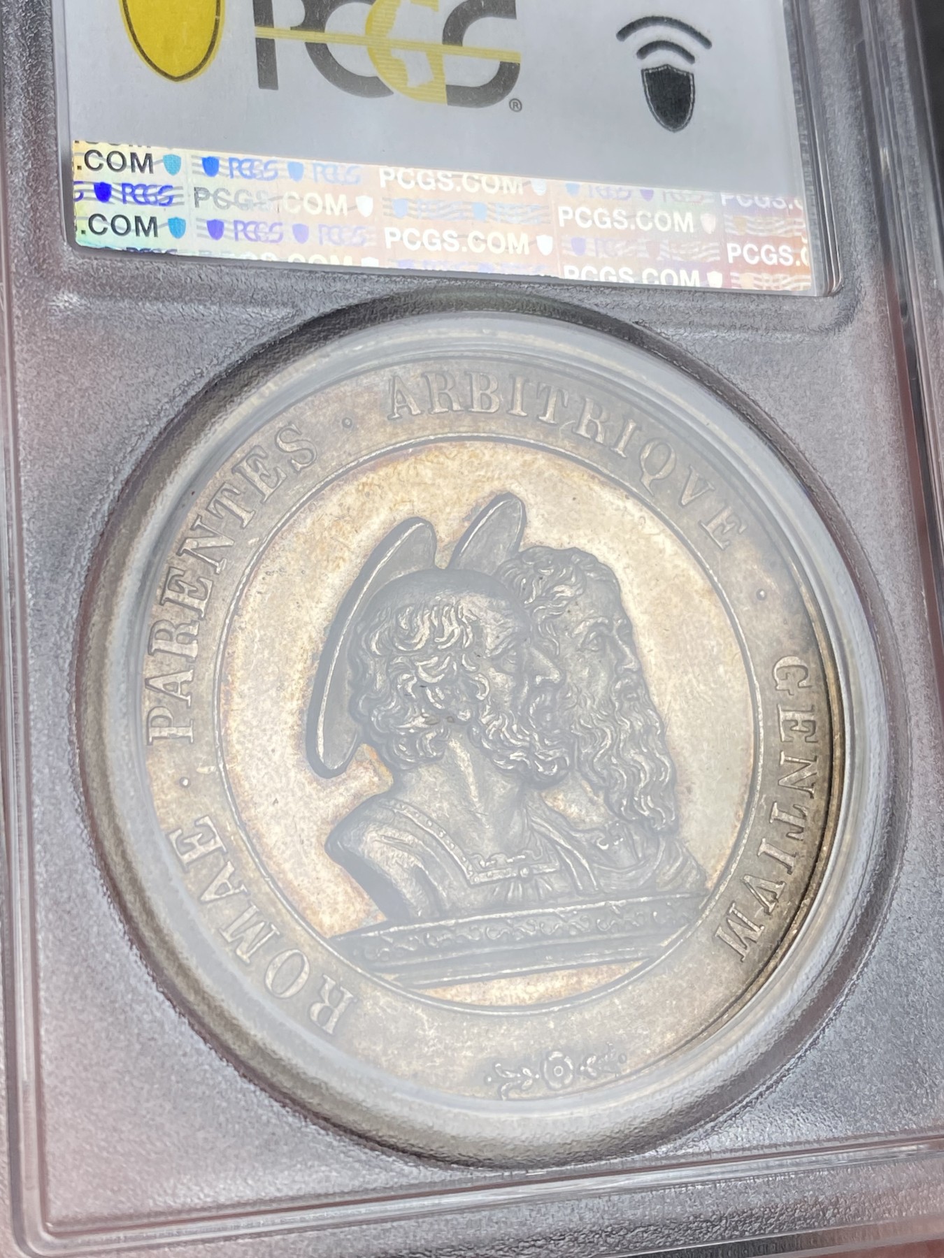 万国钱币拍卖第024期（诸神之战） PCGS SP58 1846年教皇国庇护九世双圣纪念大银章 五彩高浮雕 早期教皇国大银章好品难得