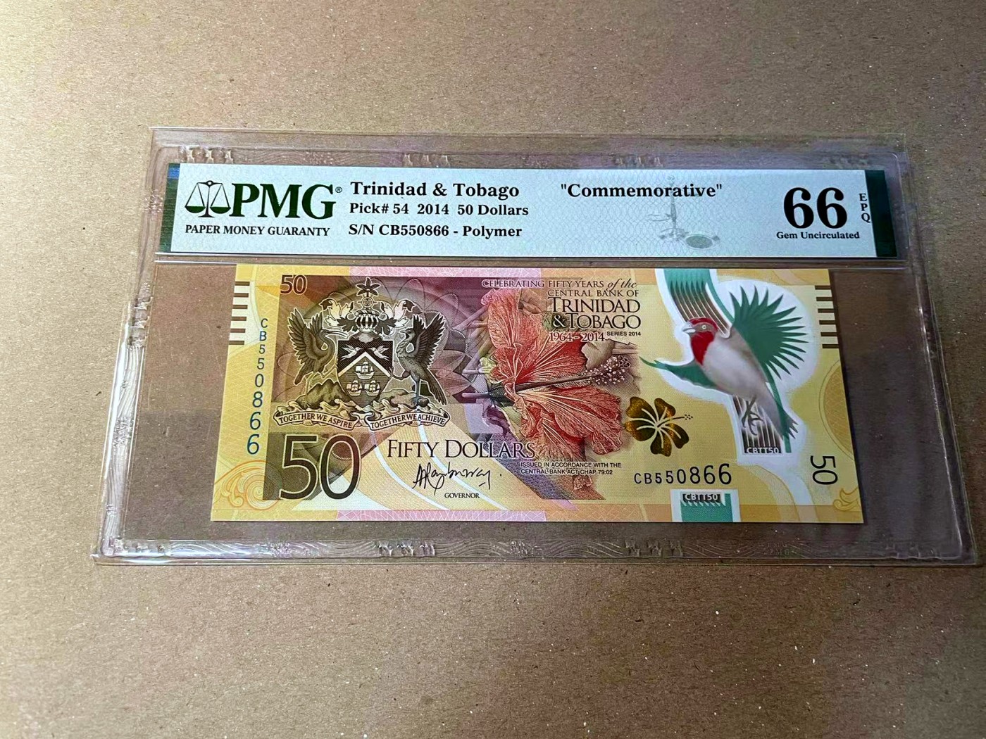 【Blue Auction】✨世界纸币精拍第466期【精】 【获奖钞无47】特立尼达和多巴哥 2014年50元 PMG66EPQ 纪念钞