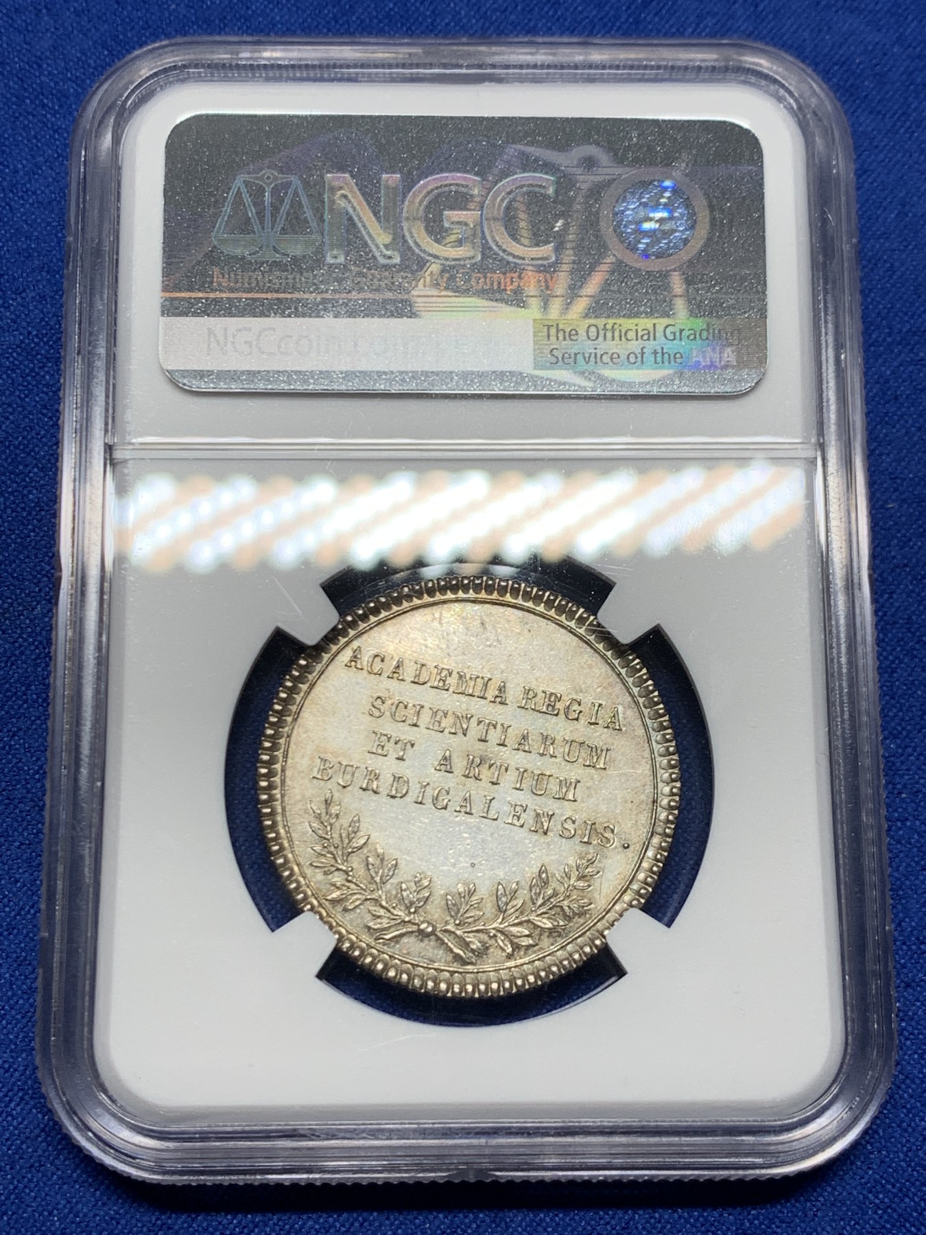 《竞宝斋》第262场-周日，周一，周二 3场连拍 (全场包邮) NGC MS63 法国波尔多学院圆形银质代币