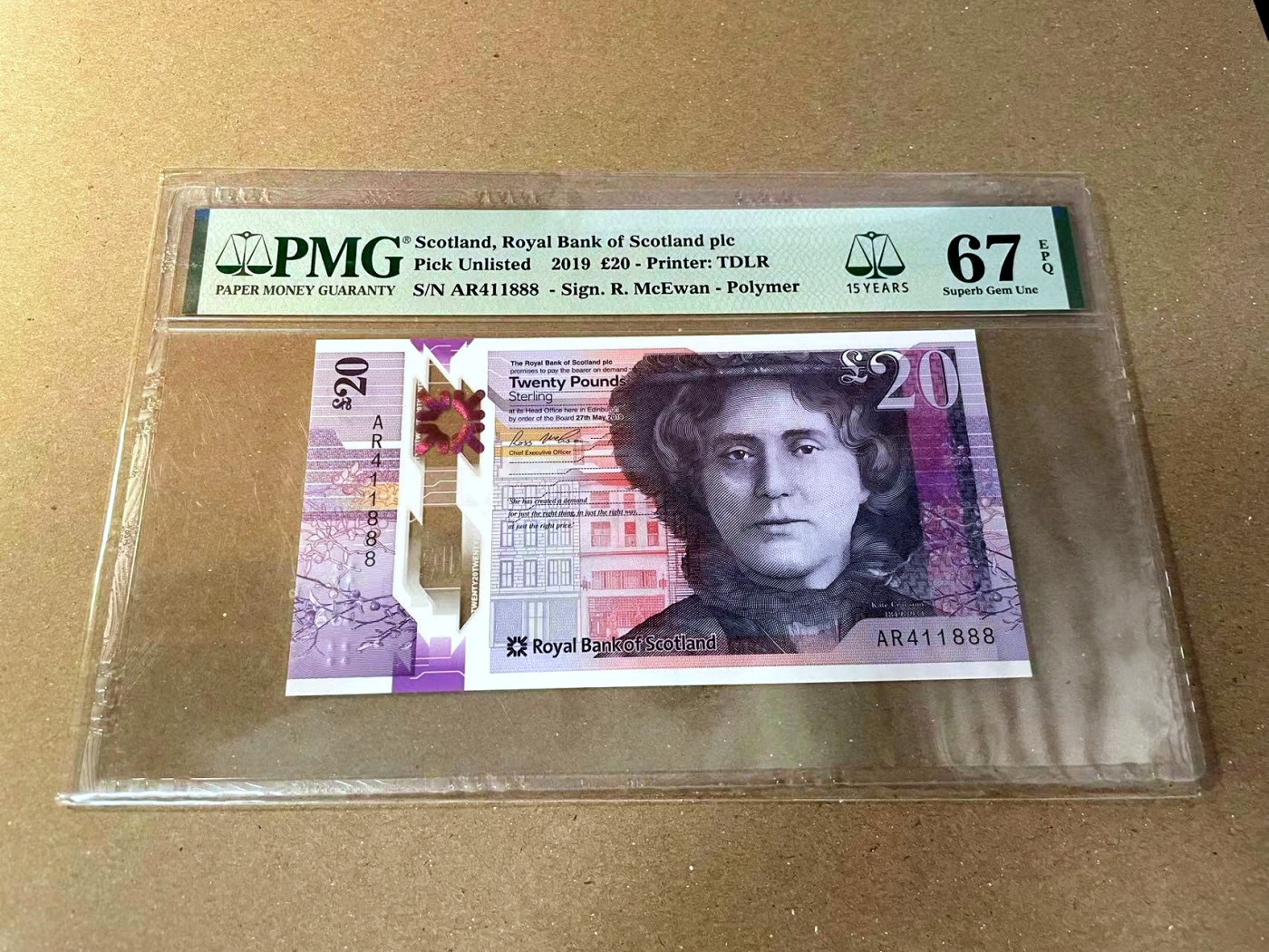 【Blue Auction】✨世界纸币精拍第466期【精】 【888豹子号】苏格兰 2019年20镑 PMG67EPQ 高分