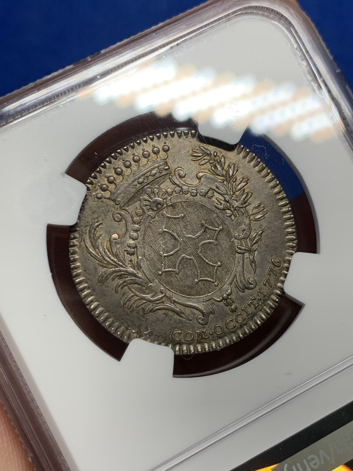 《竞宝斋》第262场-周日，周一，周二 3场连拍 (全场包邮) NGC MS63 法国 1776 路易十六 圆形银质代币