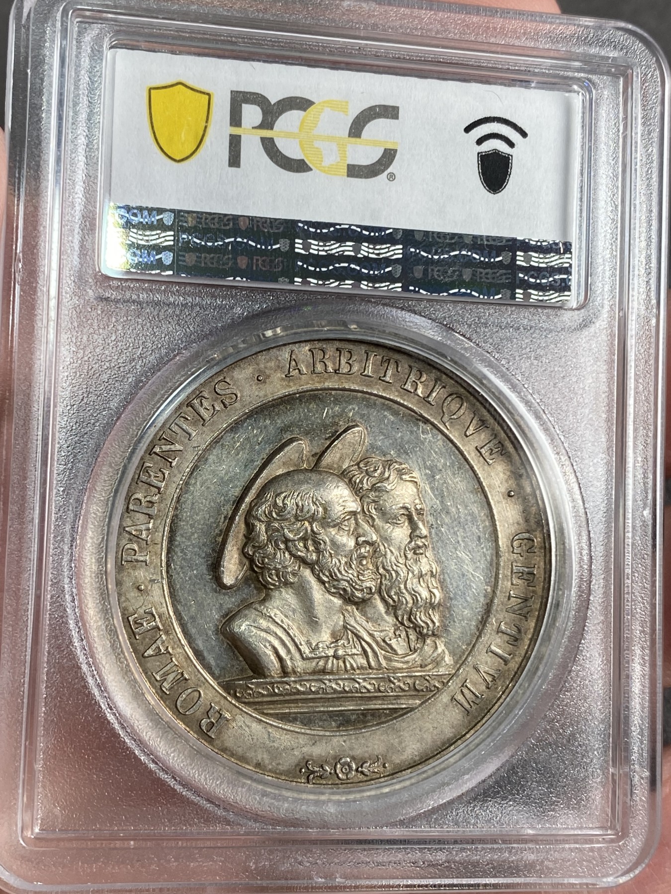 万国钱币拍卖第024期（诸神之战） PCGS SP58 1846年教皇国庇护九世双圣纪念大银章 五彩高浮雕 早期教皇国大银章好品难得