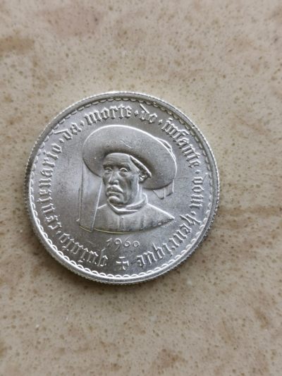 道一币馆币章第五十七场 - 葡萄牙1960年航海家亨利王子逝世500周年5埃斯库多纪念银币