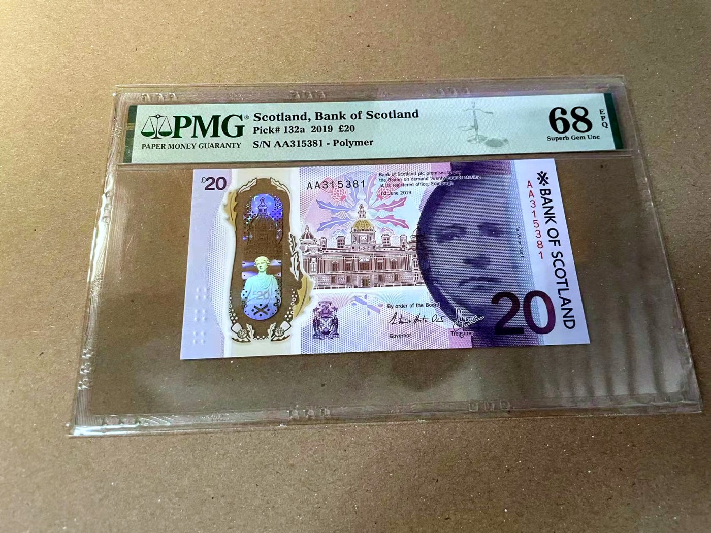 【Blue Auction】✨世界纸币精拍第466期【精】 【AA无47】苏格兰 2019年20镑 PMG68EPQ 超高分