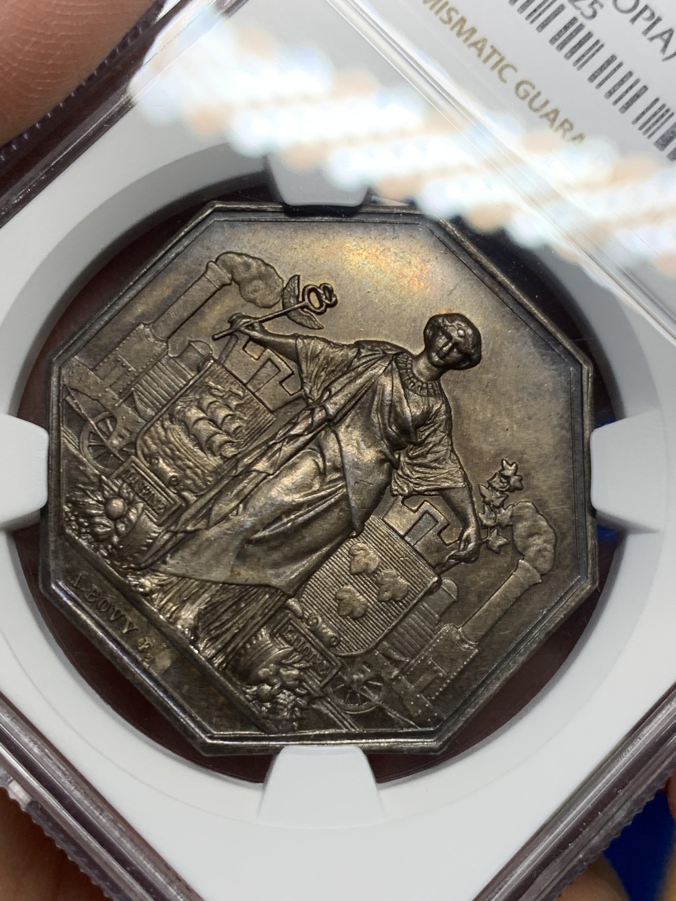 《竞宝斋》第262场-周日，周一，周二 3场连拍 (全场包邮) NGC MS63 法国巴黎-奥尔良铁路八角银质jeton