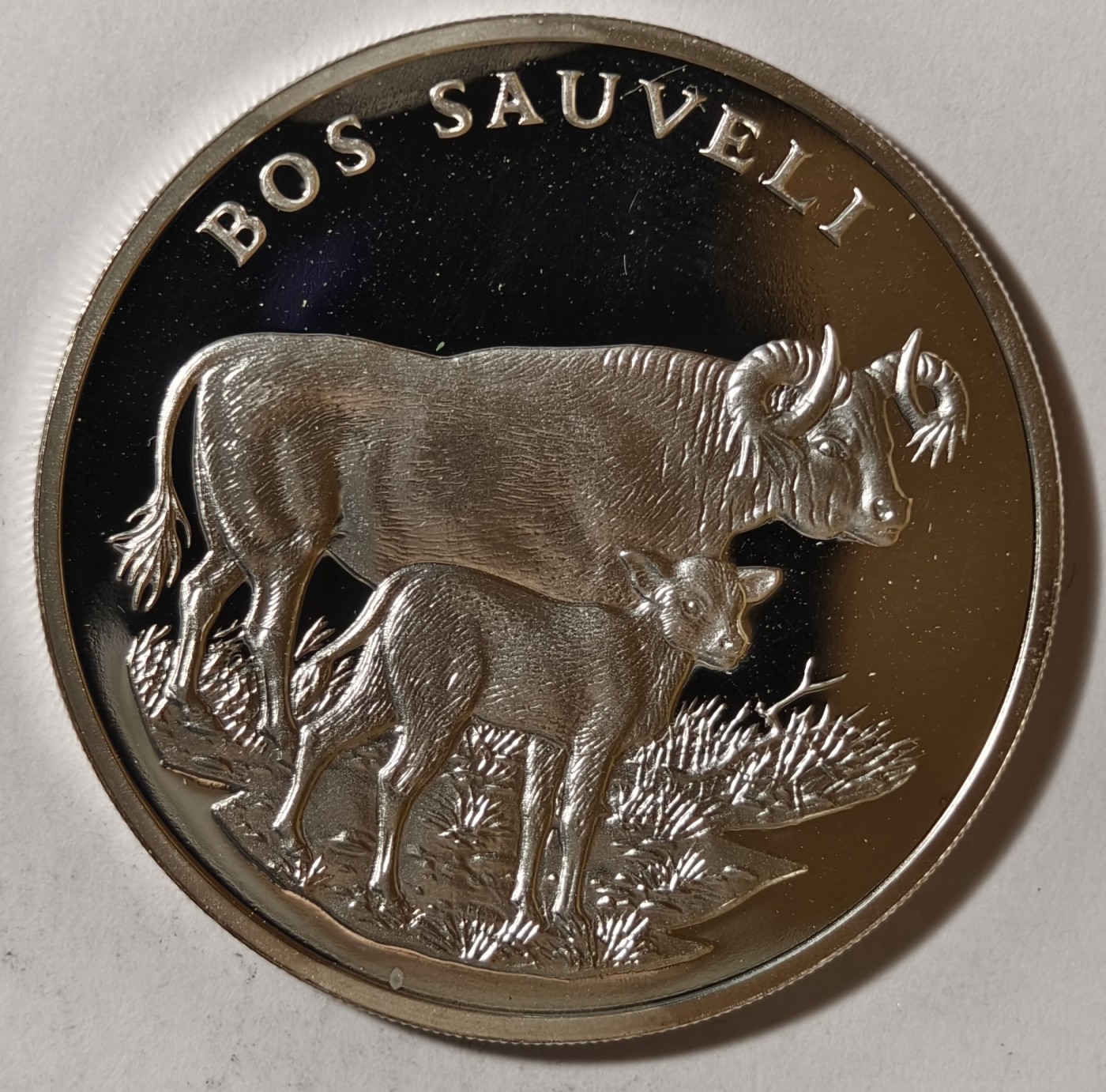 紫瑗钱币——第342期拍卖 联合国 1986年 WWF野生基金会30周年 柬埔寨野牛 纪念章 20克 0.999银 精制