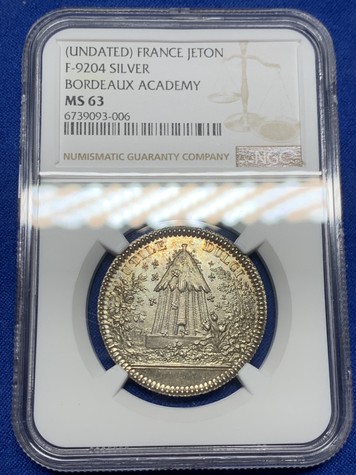 《竞宝斋》第262场-周日，周一，周二 3场连拍 (全场包邮) NGC MS63 法国波尔多学院圆形银质代币