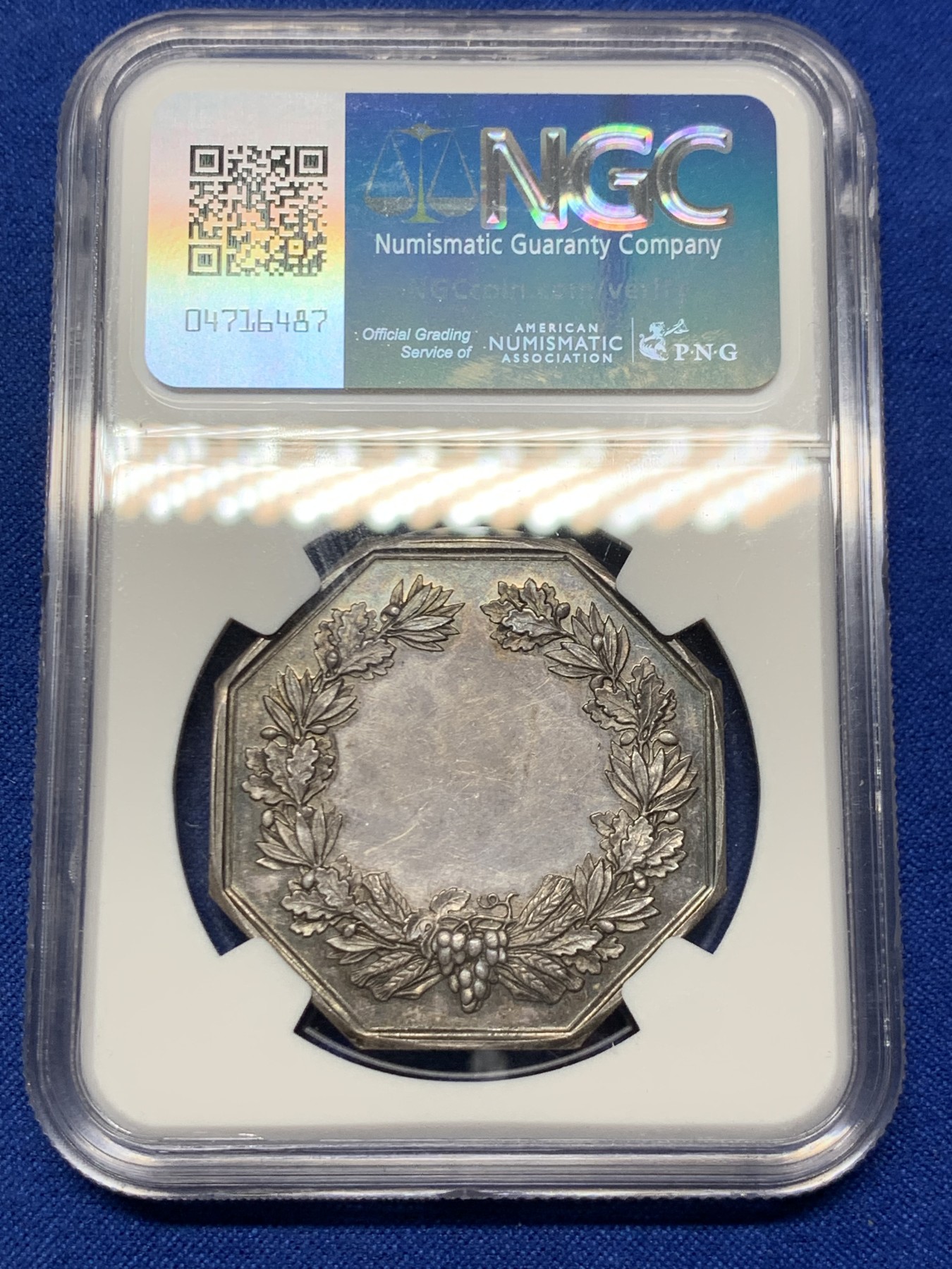 《竞宝斋》第262场-周日，周一，周二 3场连拍 (全场包邮) NGC MS62 法国凤凰火灾保险公司八角银质jeton