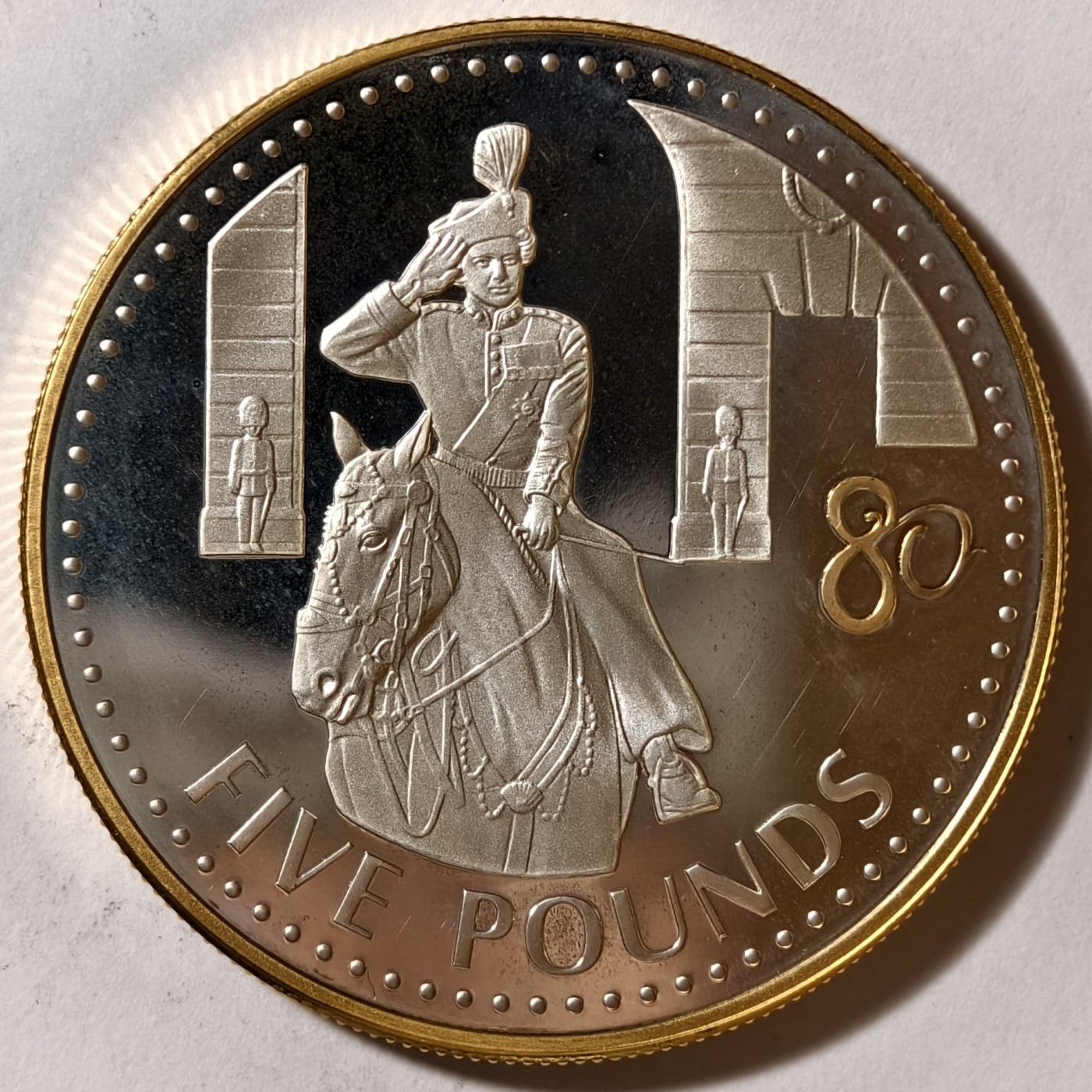 紫瑗钱币——第342期拍卖 泽西岛 2006年 伊丽莎白二世80周年诞辰 5磅 镶金币 28.28克 0.925银 精制