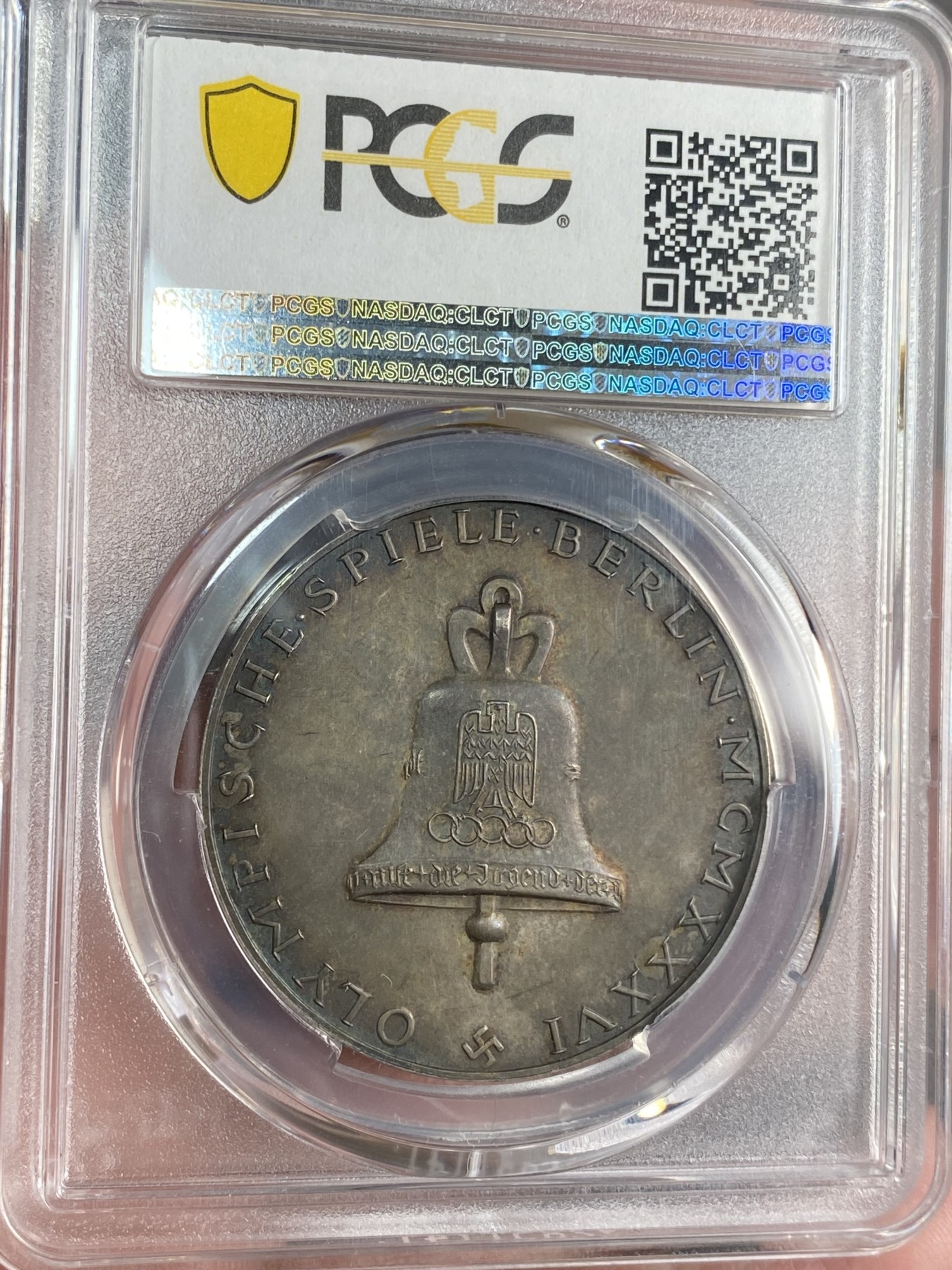 万国钱币拍卖第024期（诸神之战） PCGS SP64 1936年德国柏林民族社会主义工人党奥林匹克运动会纪念银章 原味德国包浆冠军分
