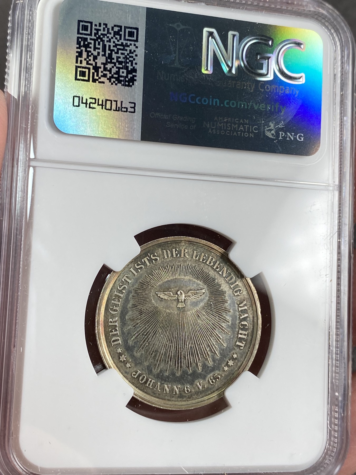 万国钱币拍卖第024期（诸神之战） NGC MS62 19世纪初奥地利坚信礼纪念小银章 非常精细舒服的一枚 购于萨尔茨堡一线钱币商