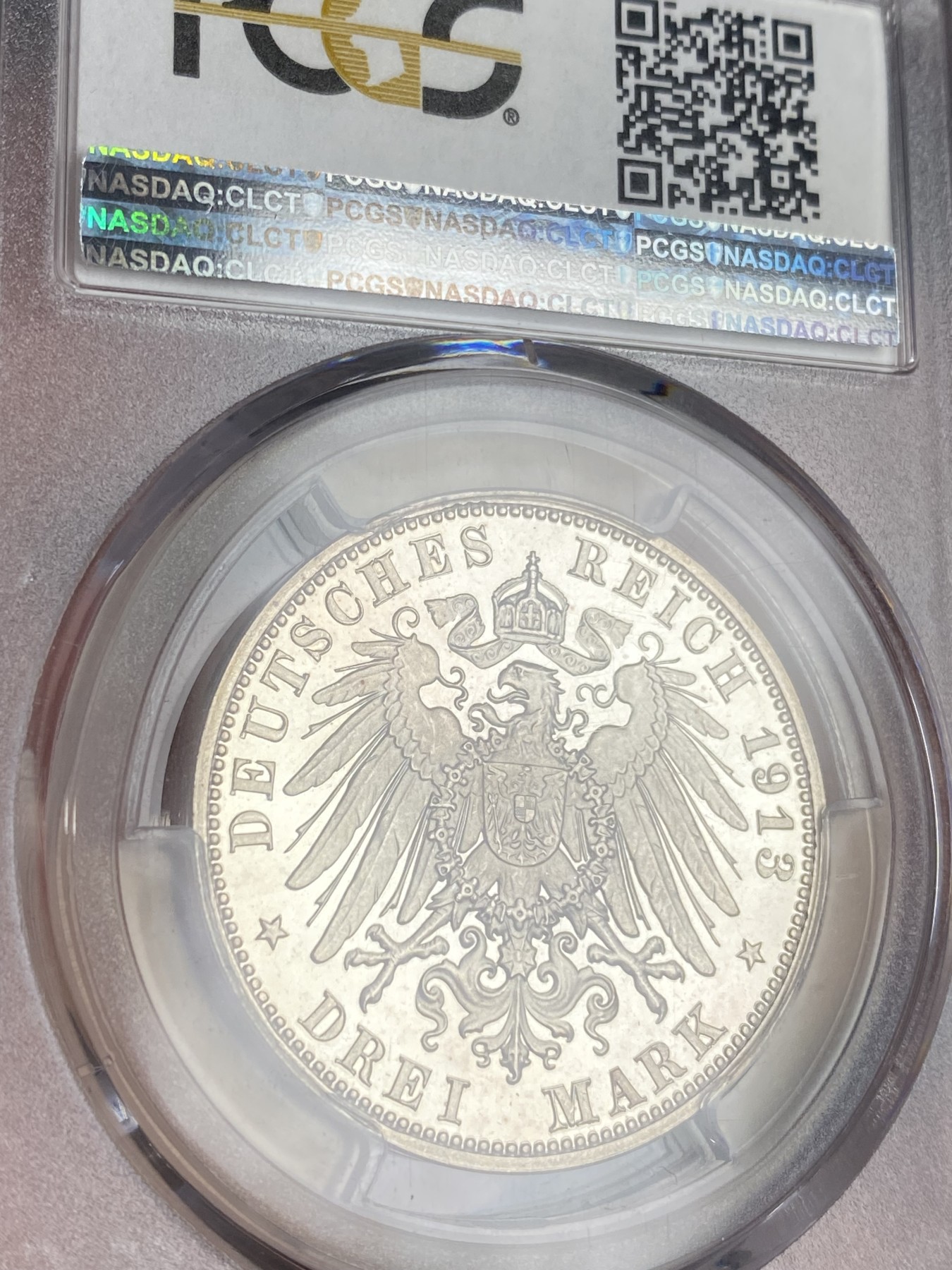 万国钱币拍卖第024期（诸神之战） PCGS PR64DCAM 1913年德国莱比锡民族大会战建功碑精致纪念3马克 完美的黝黑底板与银霜喷砂