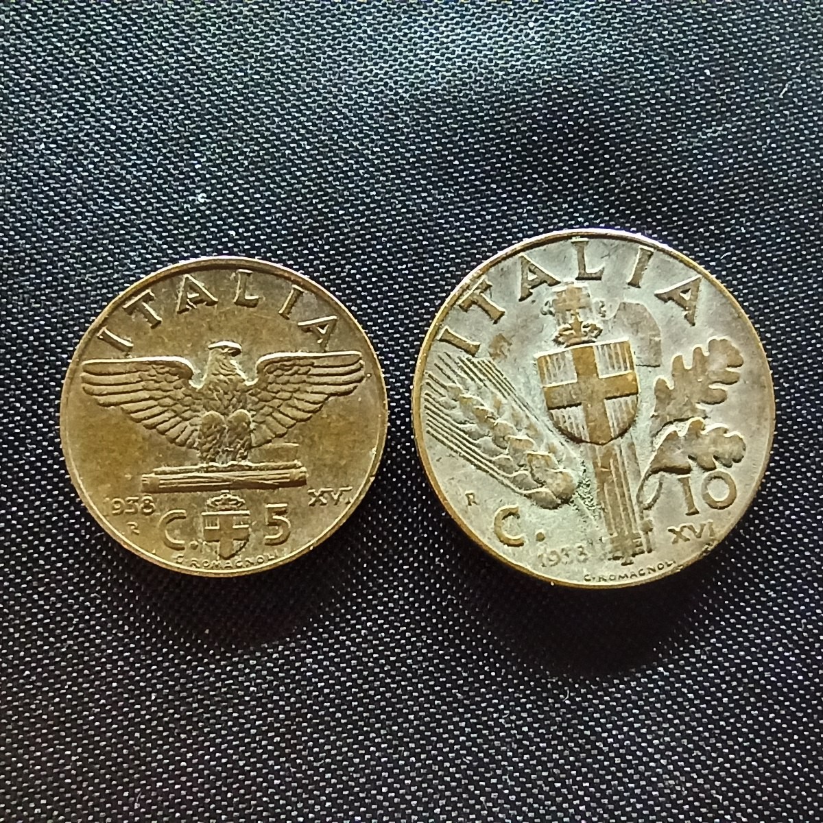 邮泉阁限时拍卖第四场 意大利硬币专场 意大利王国1938年5分10分2枚