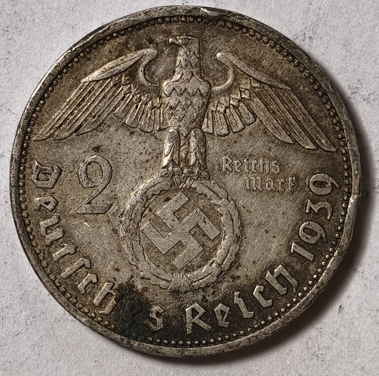 紫瑗钱币——第342期拍卖 德国 1939年 A版 兴登堡 字符 2马克 8克 0.625银