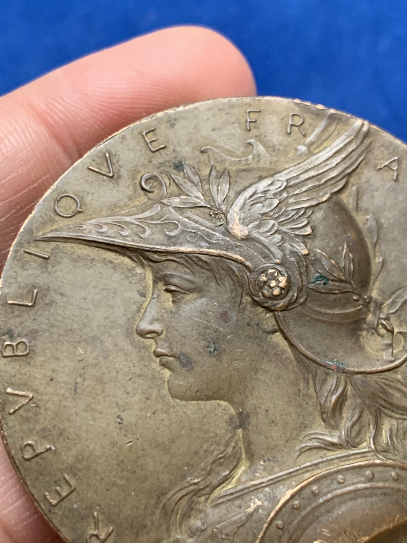 《竞宝斋》第262场-周日，周一，周二 3场连拍 (全场包邮) 罗蒂作品 法国内政部玛丽安娜铜章 51.4mm 64.3克 丰饶角铜标