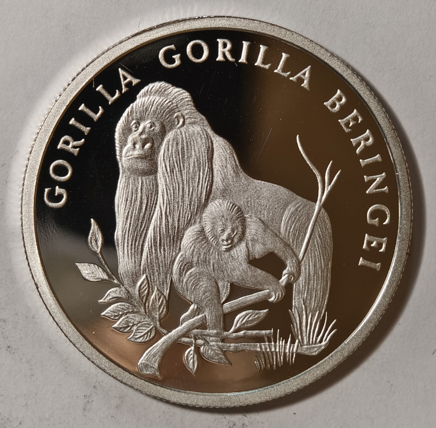 紫瑗钱币——第342期拍卖 联合国 1986年 WWF野生基金会30周年 大猩猩 纪念章 20克 0.999银 精制