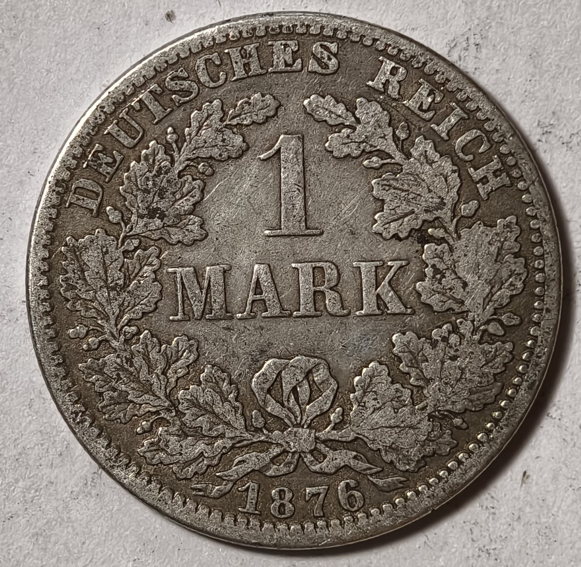 紫瑗钱币——第342期拍卖 德国 1876年 A版 第二帝国 短翅 1马克 5.5克 0.9银