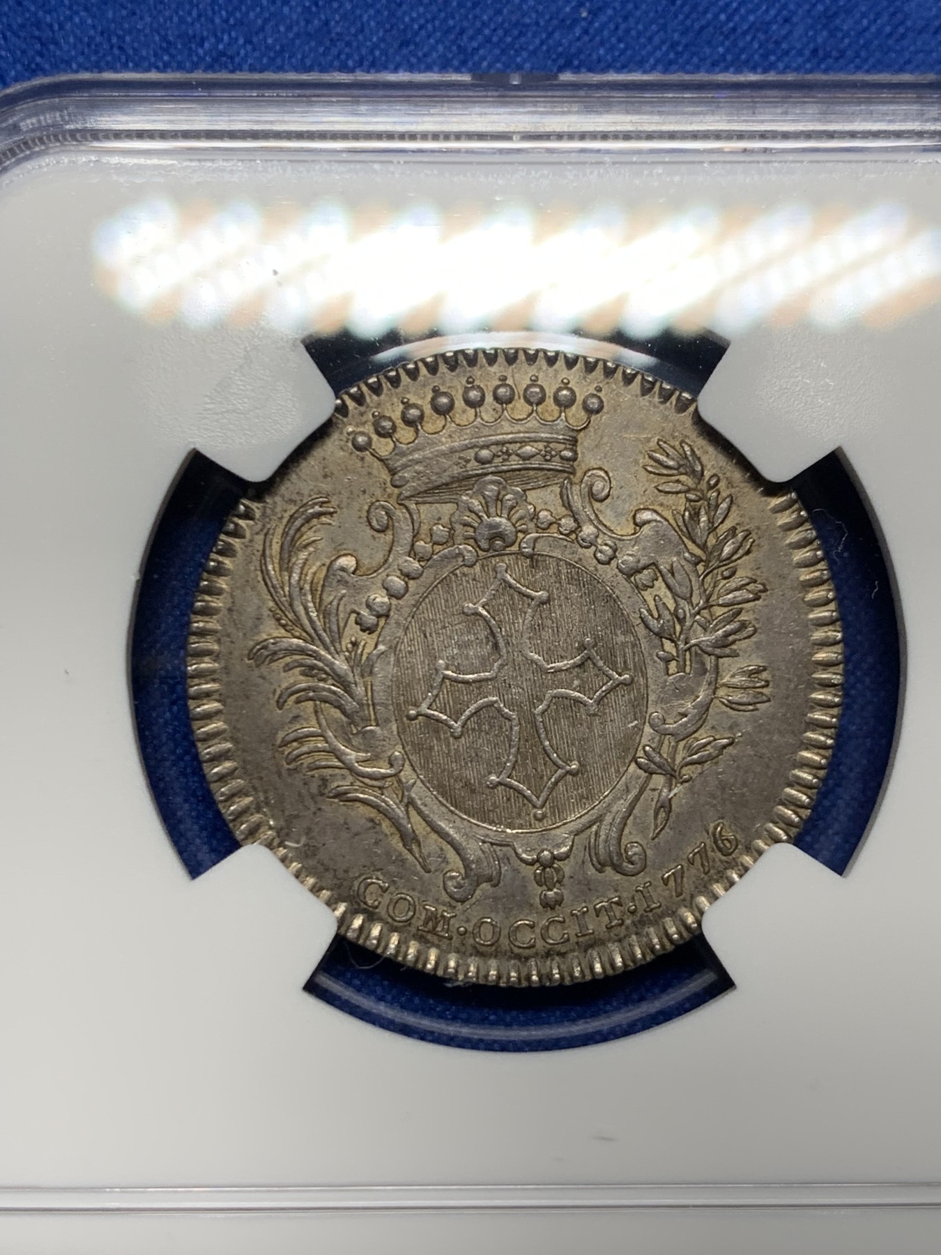 《竞宝斋》第262场-周日，周一，周二 3场连拍 (全场包邮) NGC MS63 法国 1776 路易十六 圆形银质代币