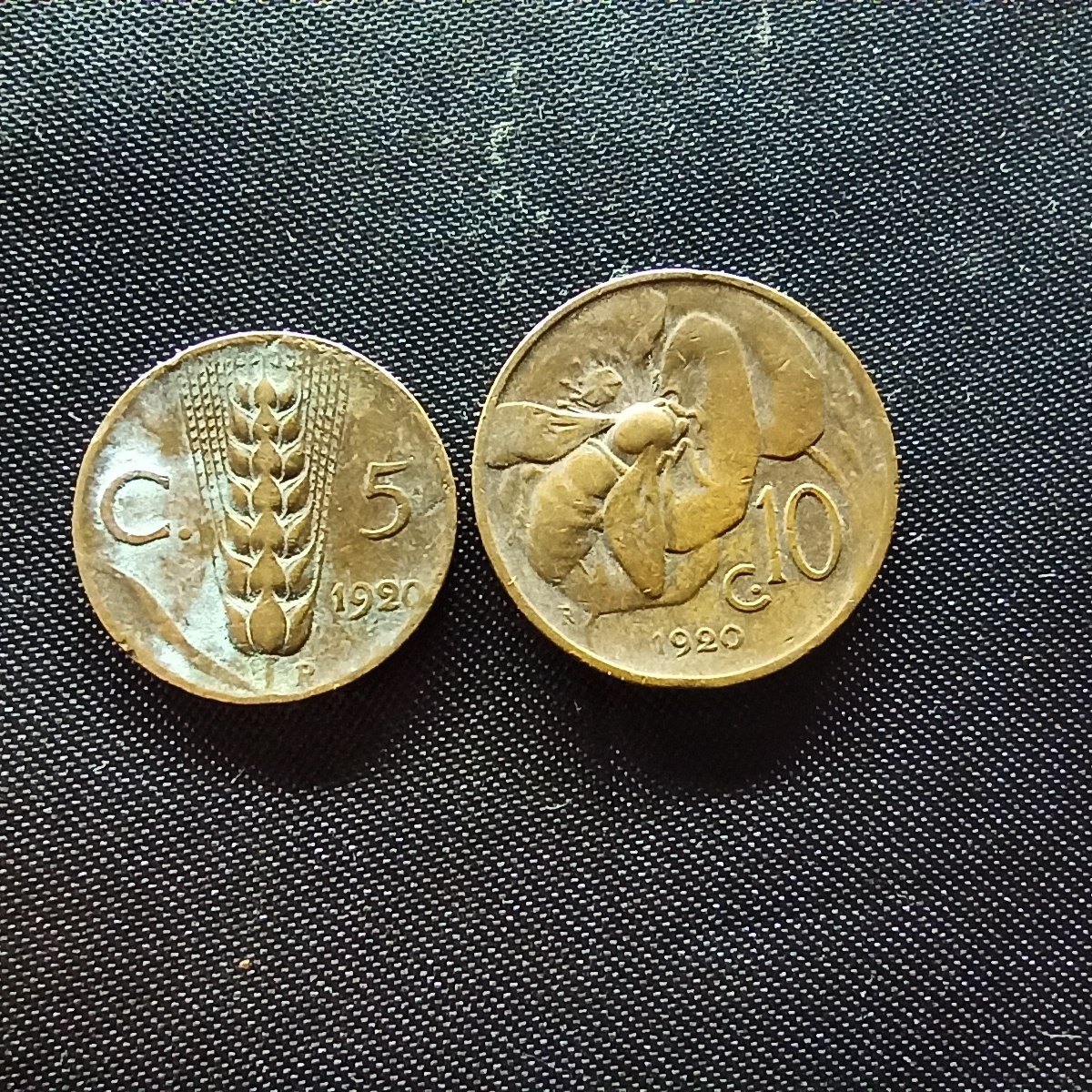 邮泉阁限时拍卖第四场 意大利硬币专场 意大利王国1920年5分10分2枚