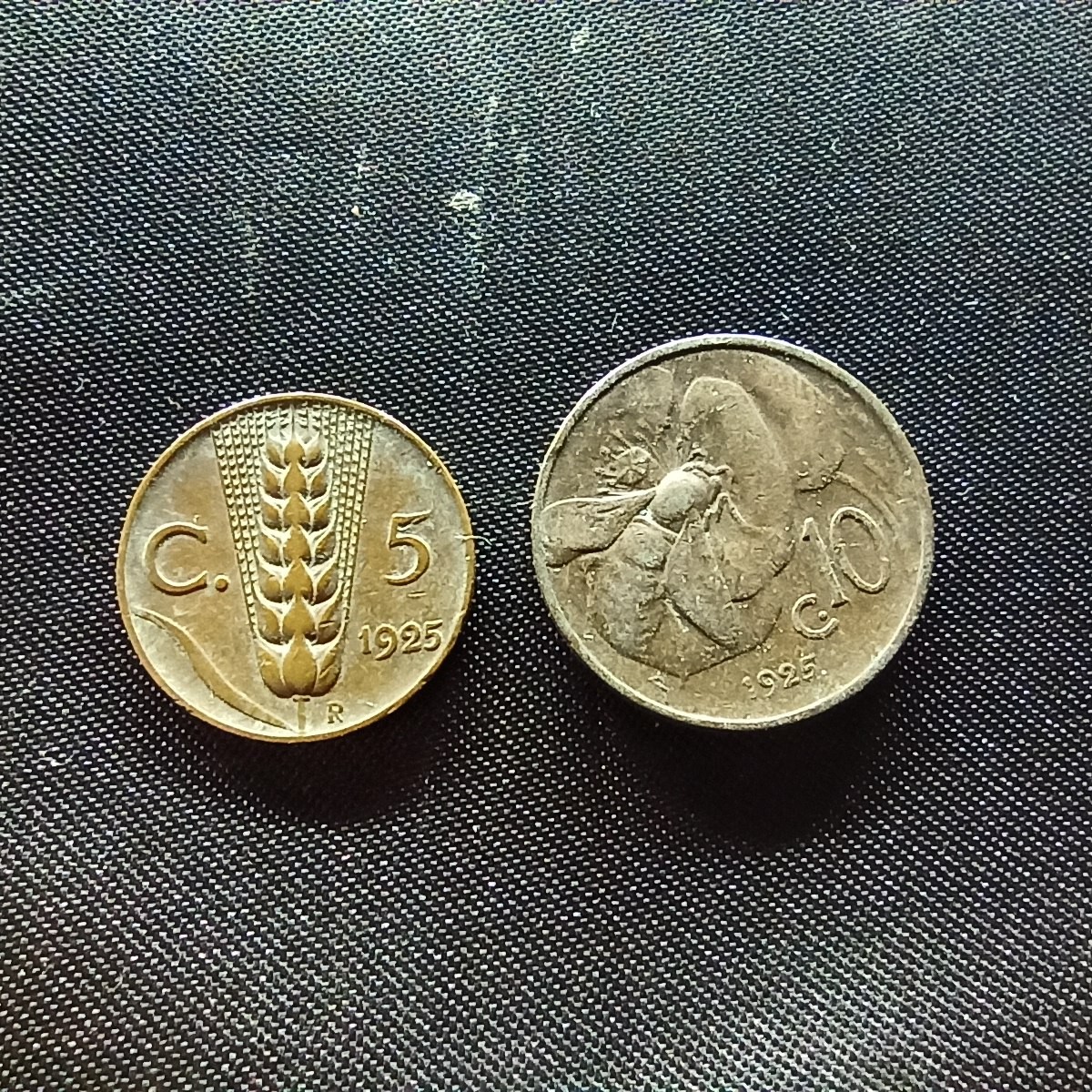 邮泉阁限时拍卖第四场 意大利硬币专场 意大利王国1925年5分10分2枚