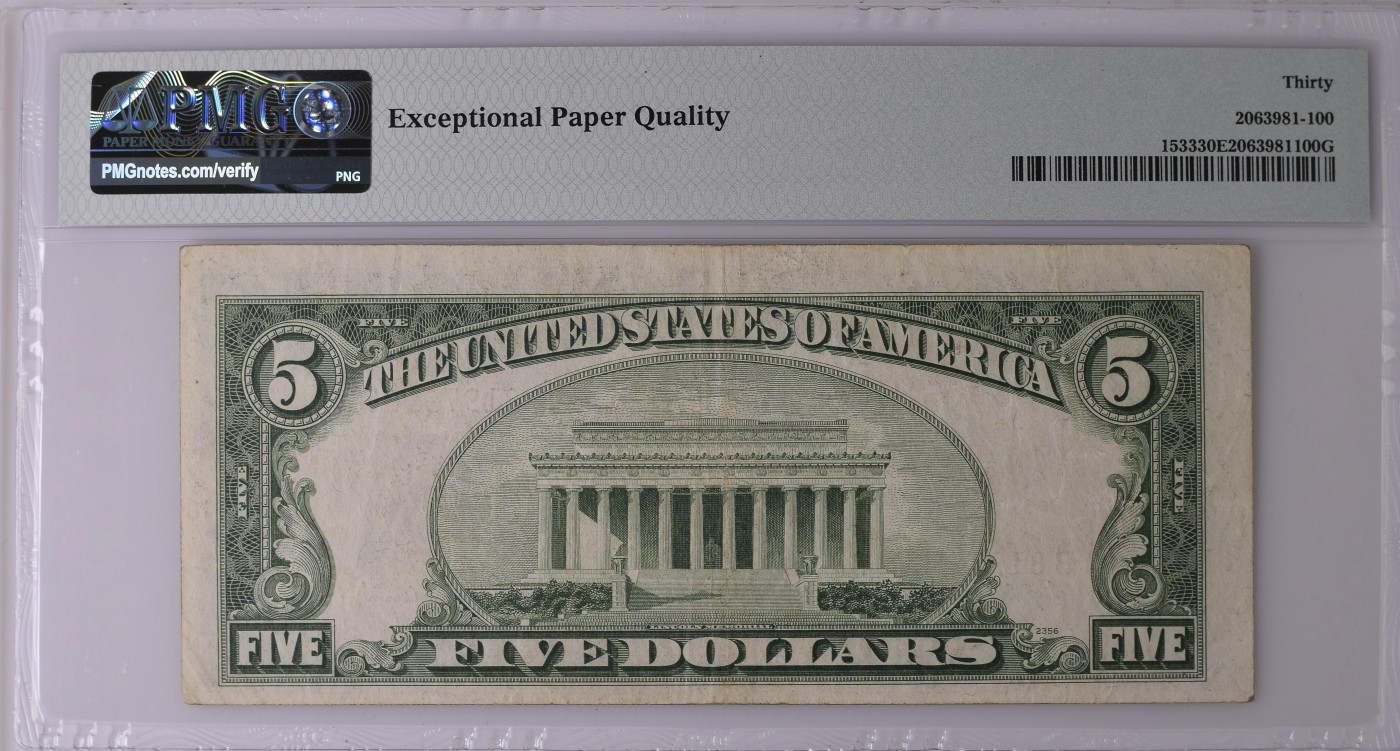 美元专场 豹子身序列号:B81979997A 5美元红库印战争券Legal Tender Note, $5 1953A Small Size