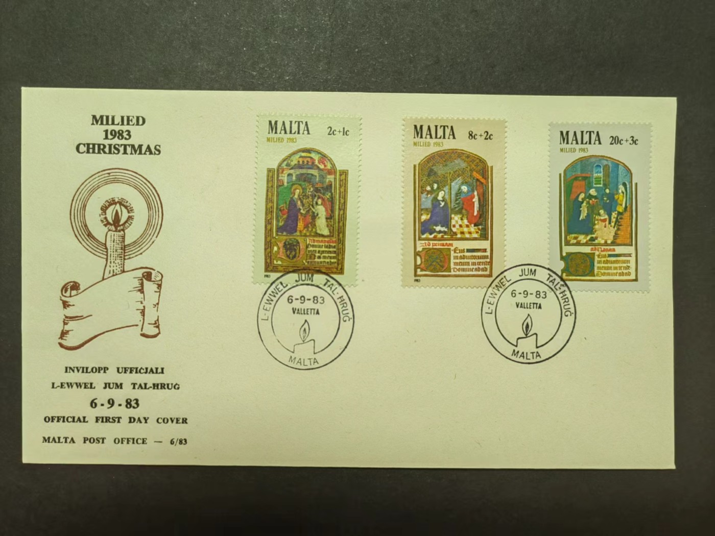 马耳他共和国邮品✌（拍卖专场）精品🔥专场 第62场 马耳他 1983年 圣诞节首日封 圣子降临