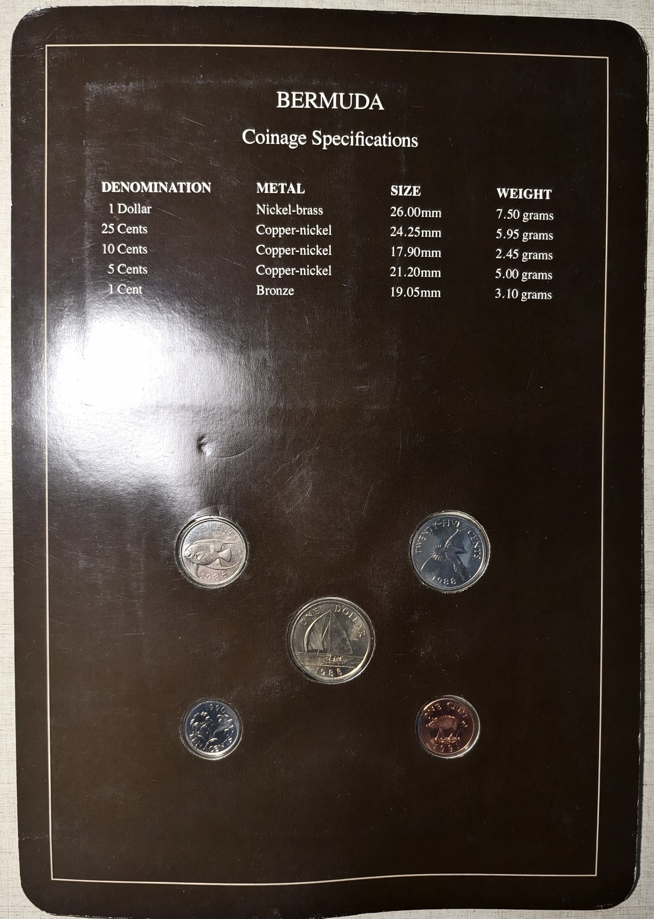 紫瑗钱币——第342期拍卖 百慕大 富兰克林卡装 1分—1元 5枚全套 UNC